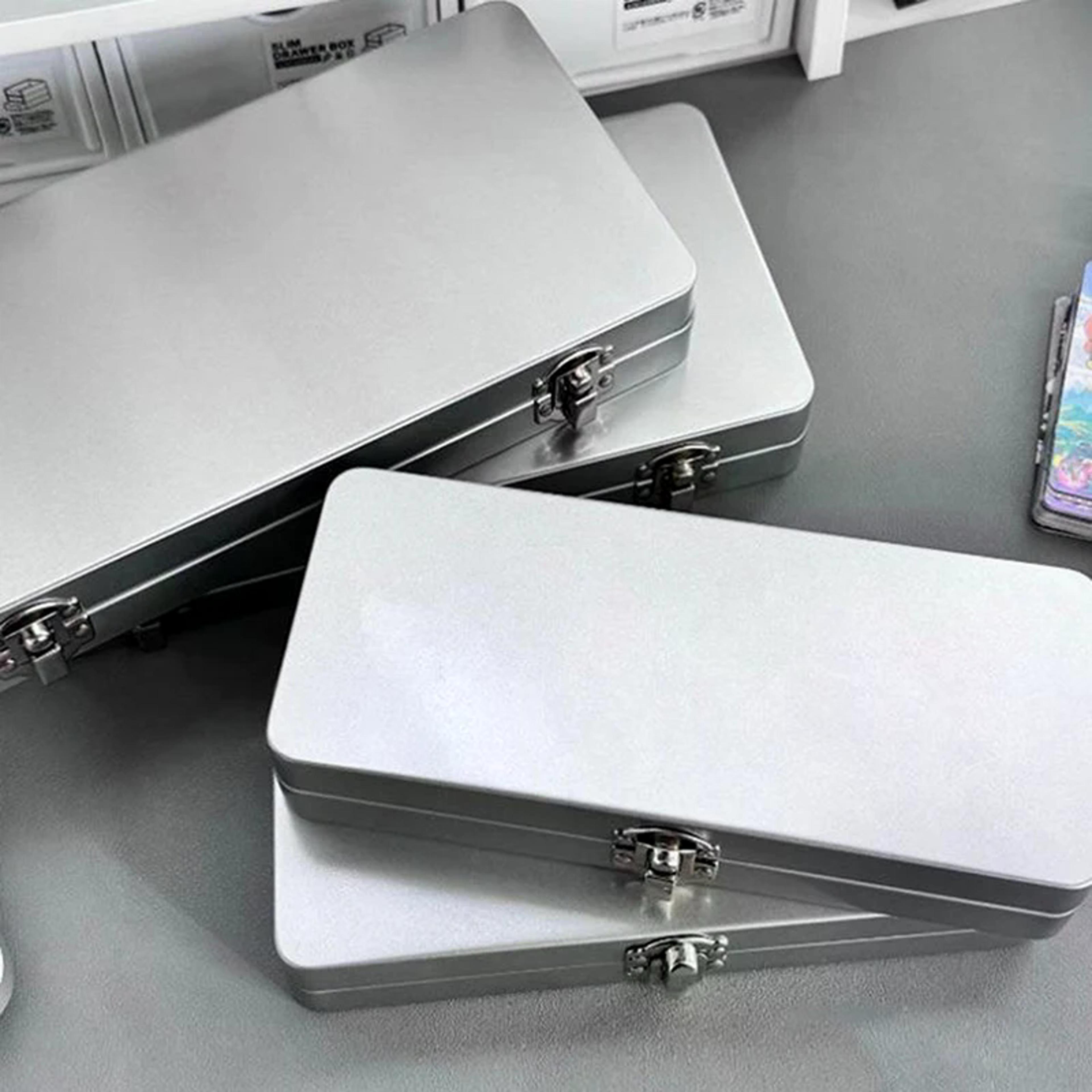 lockable metal storage box for craft sewing tools and pencils