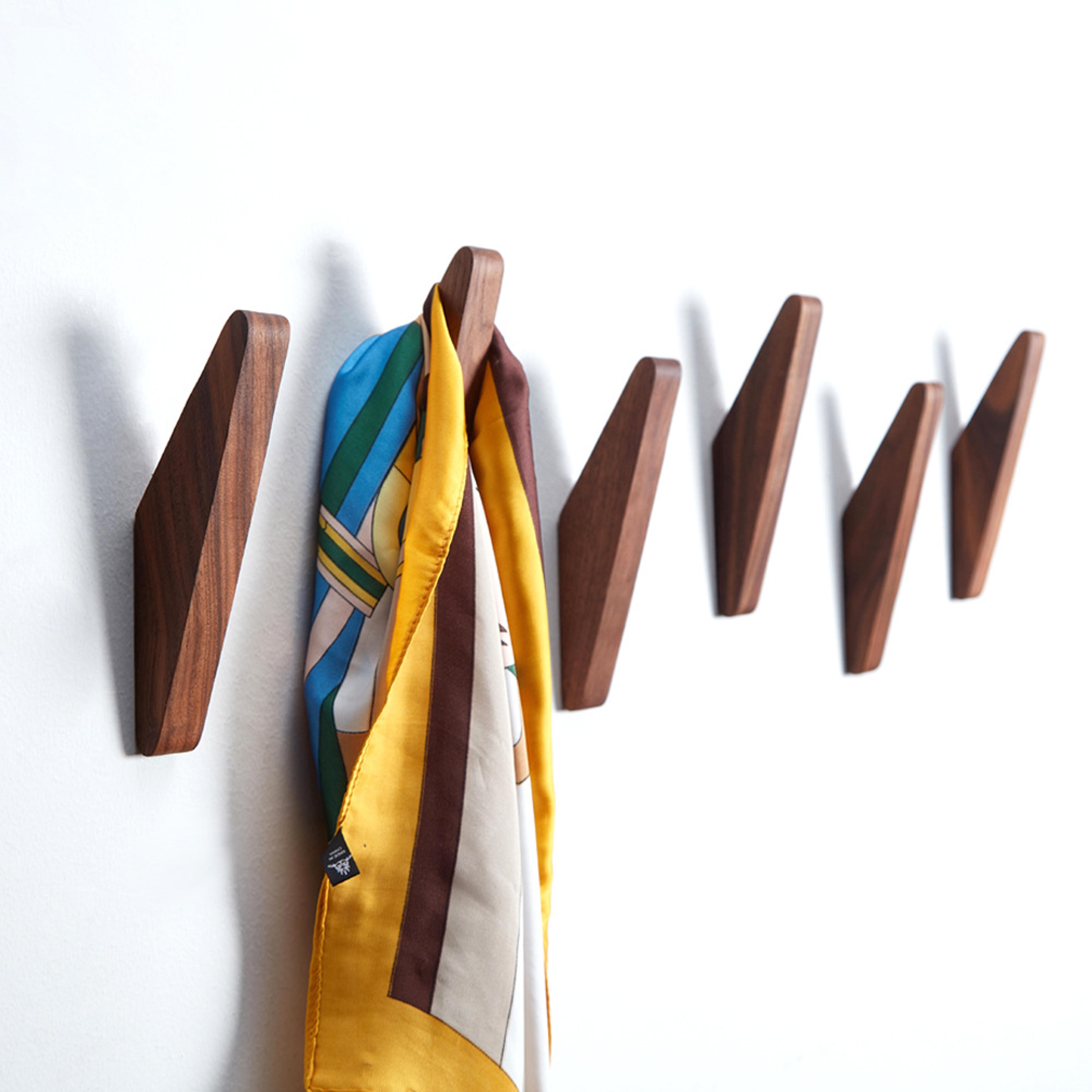 natural black walnut wood wall hook for coats towels bags and keys