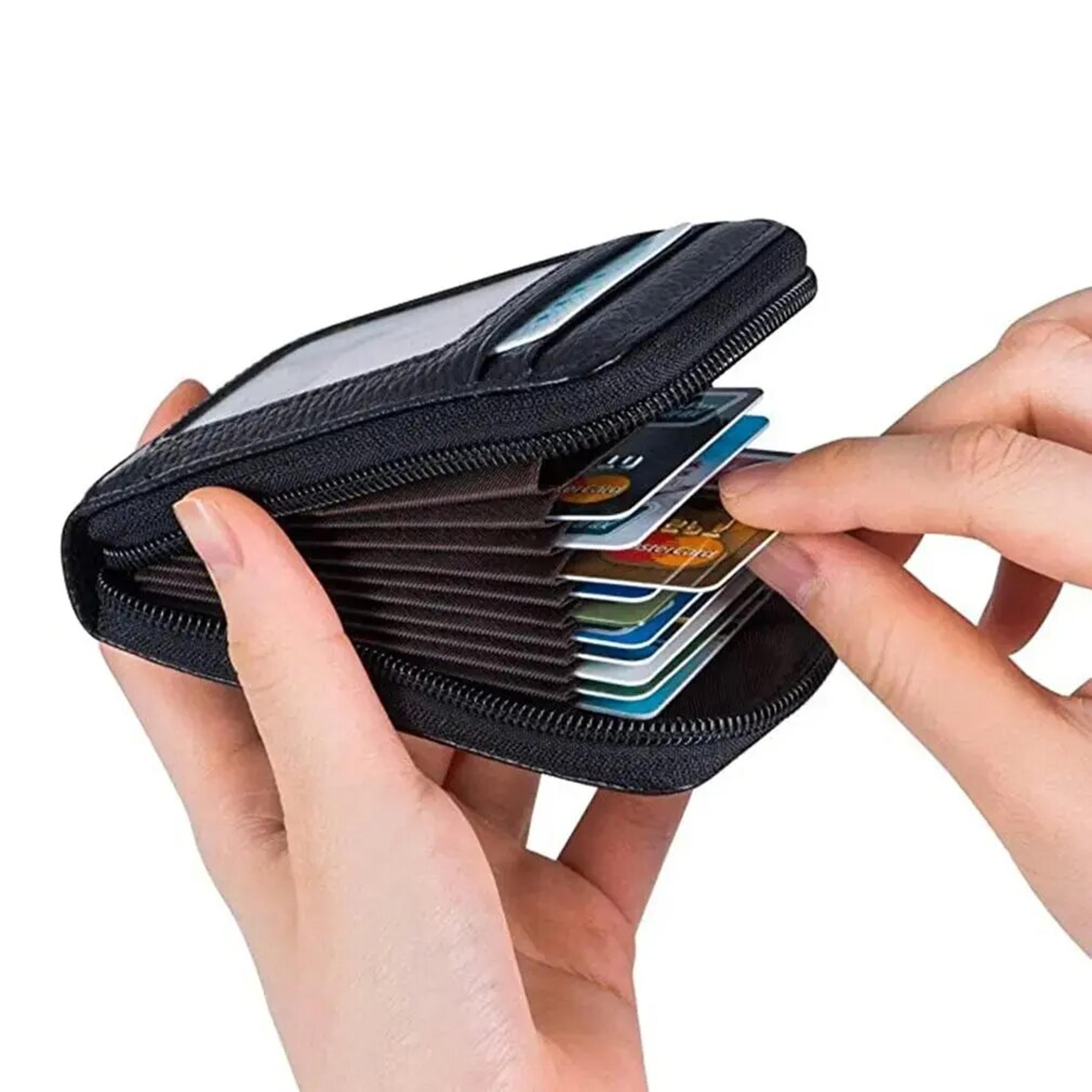 womens zipper card holder compact accordion card wallet and business card organizer