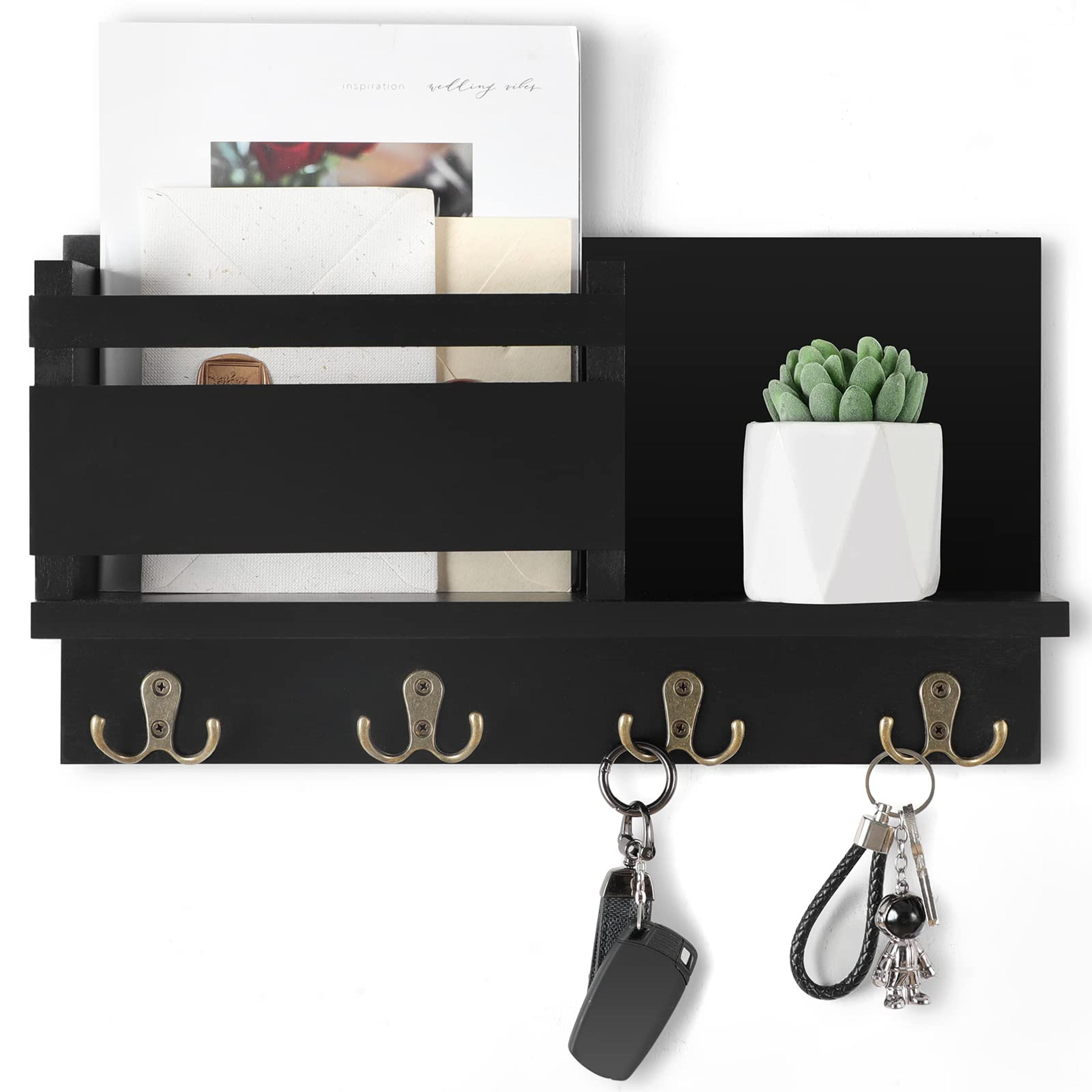 rustic wall mail organizer and key holder for wall with hooks