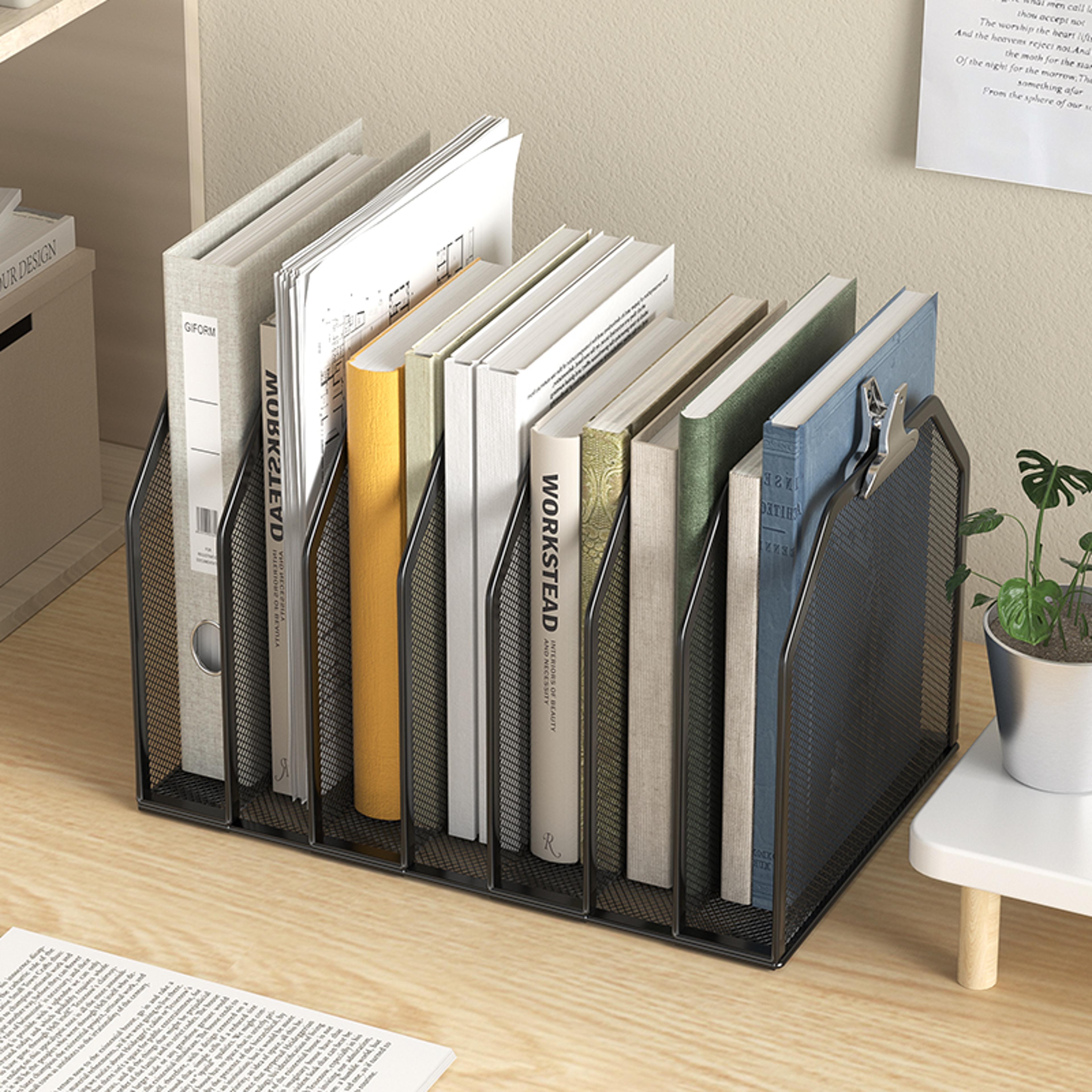 section mesh desk file organizer and vertical file sorter