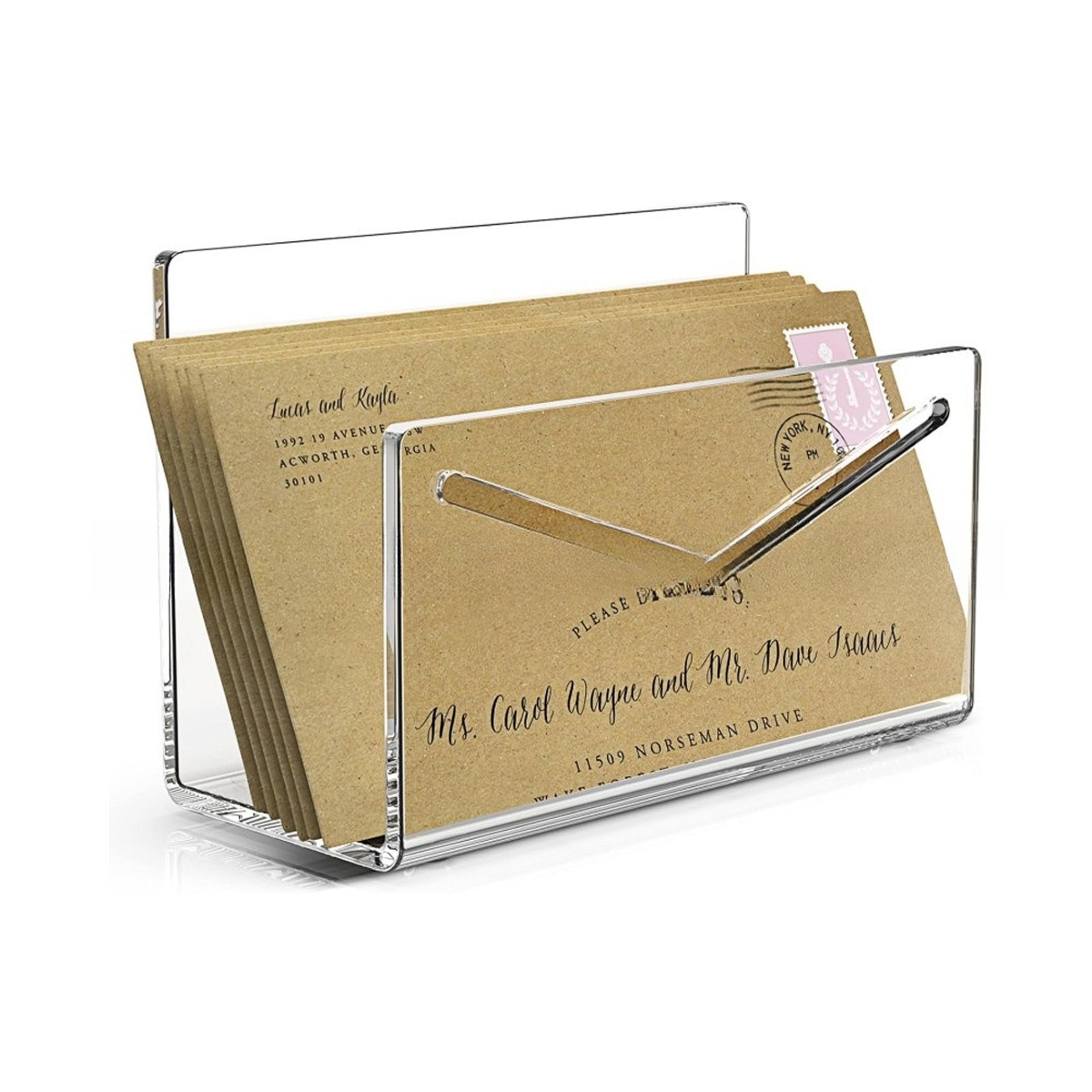 clear acrylic desk organizer and 5 slot file sorter for mail documents and books