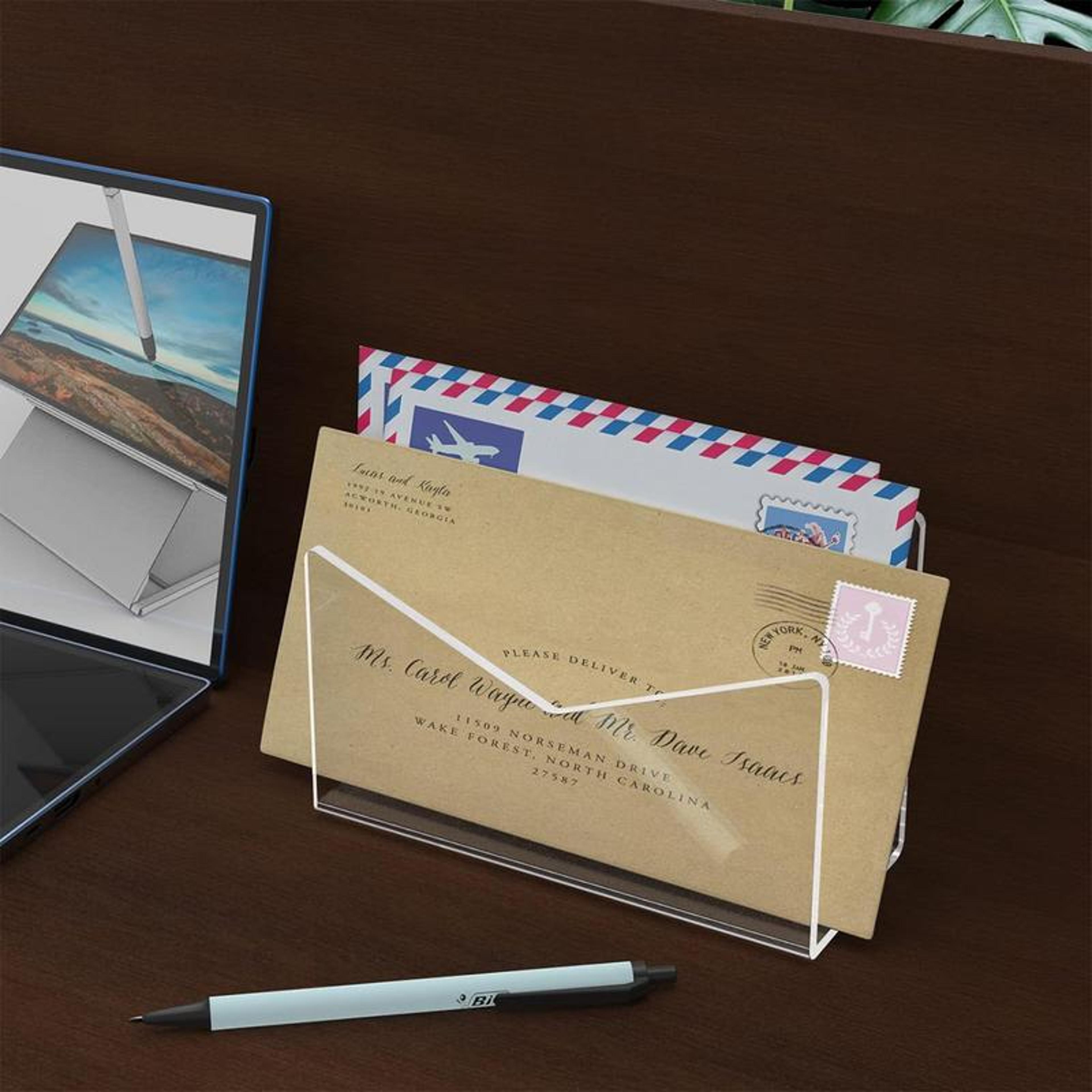 clear acrylic mail organizer desk letter holder and envelope sorter