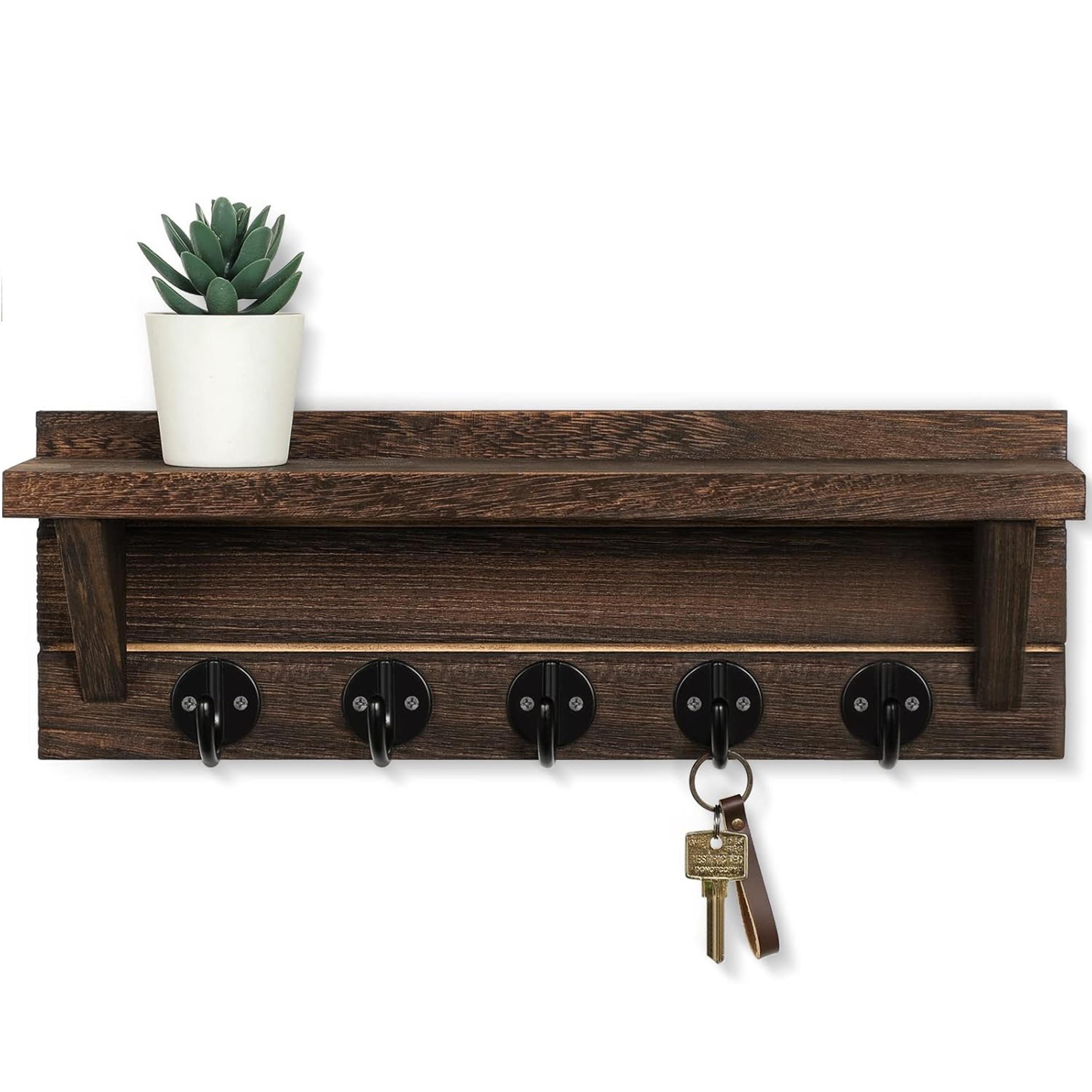 wall mounted key holder with shelf and mail organizer for entryway