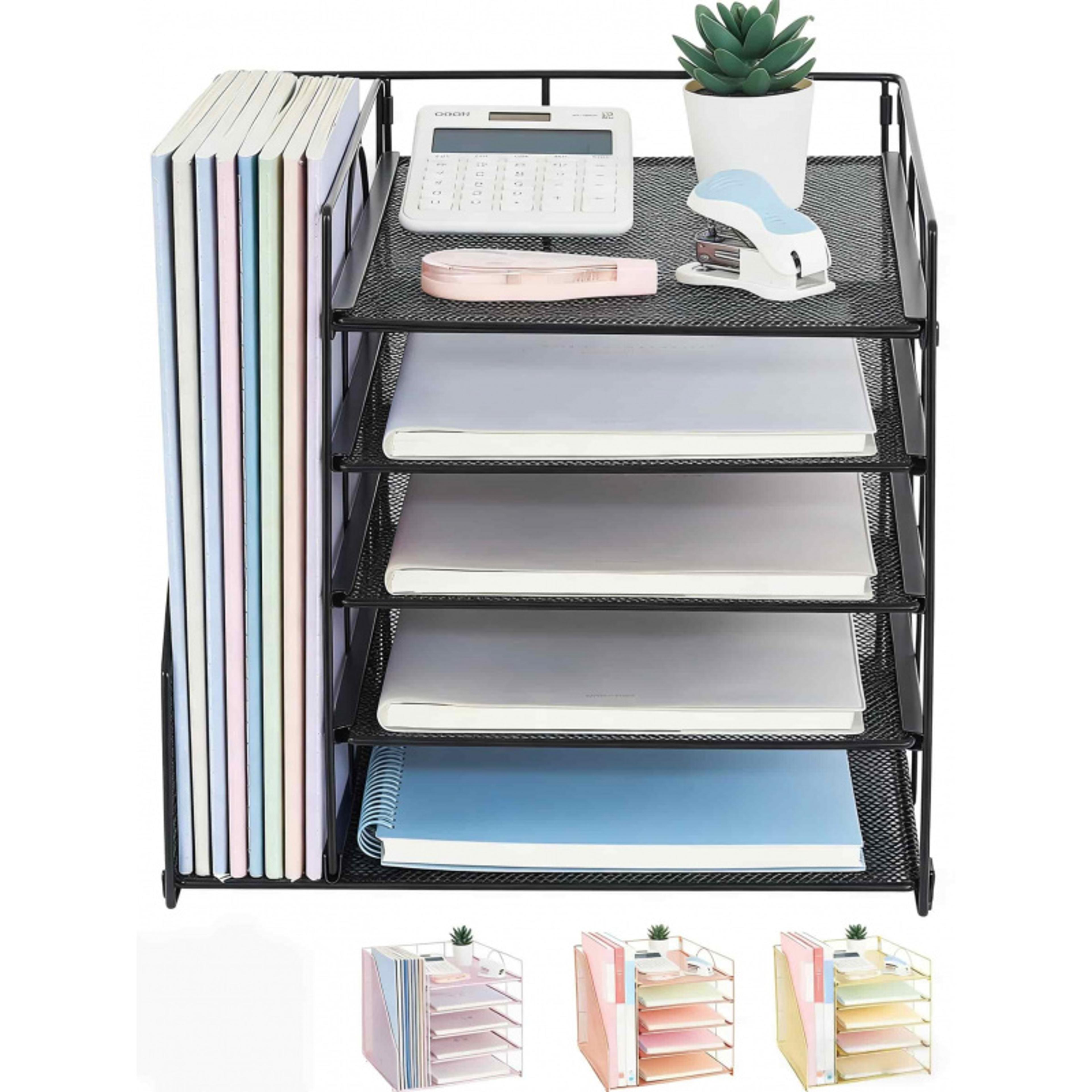 layer desktop file organizer multi tier document storage rack for office and home