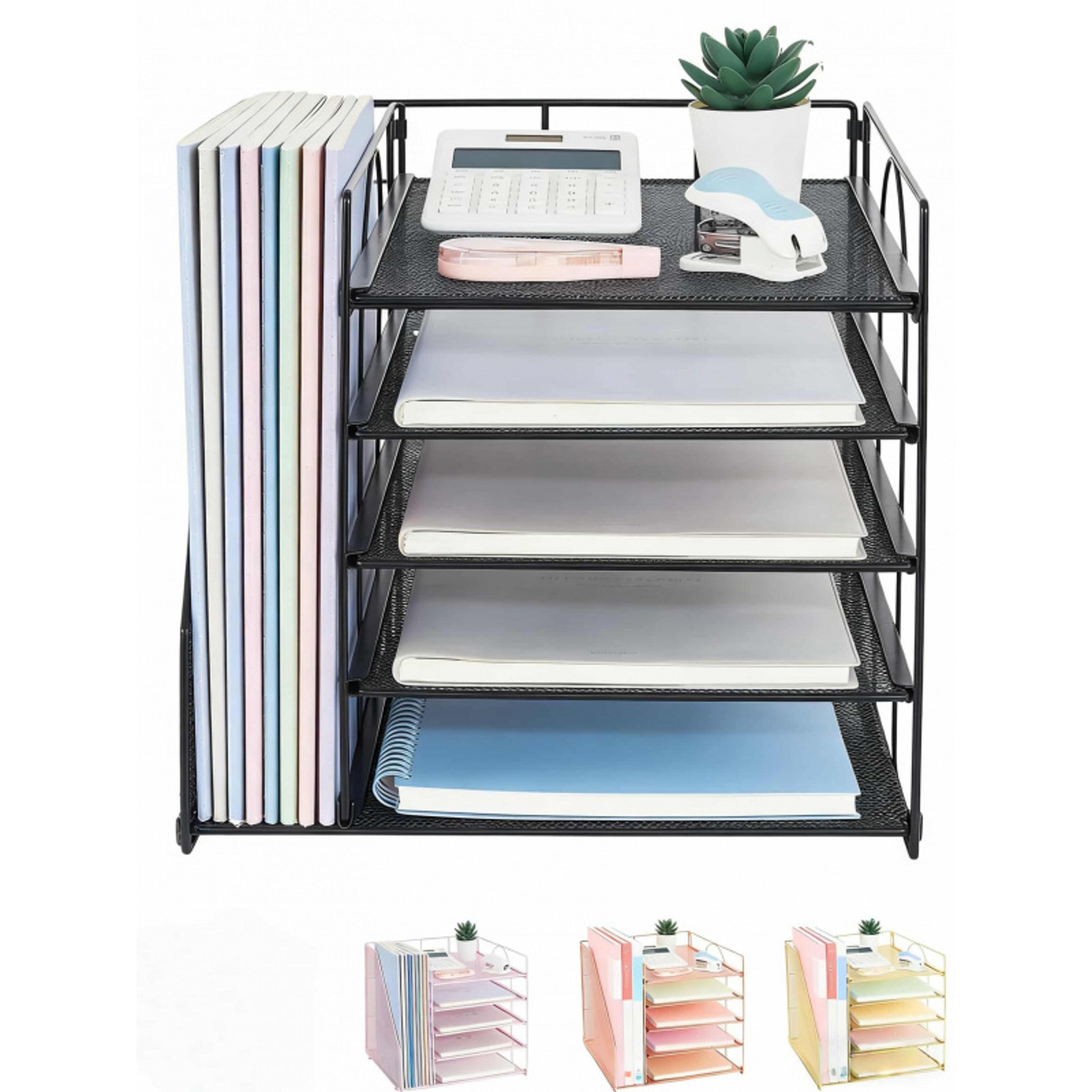 tier desktop file organizer paper tray rack for office and home