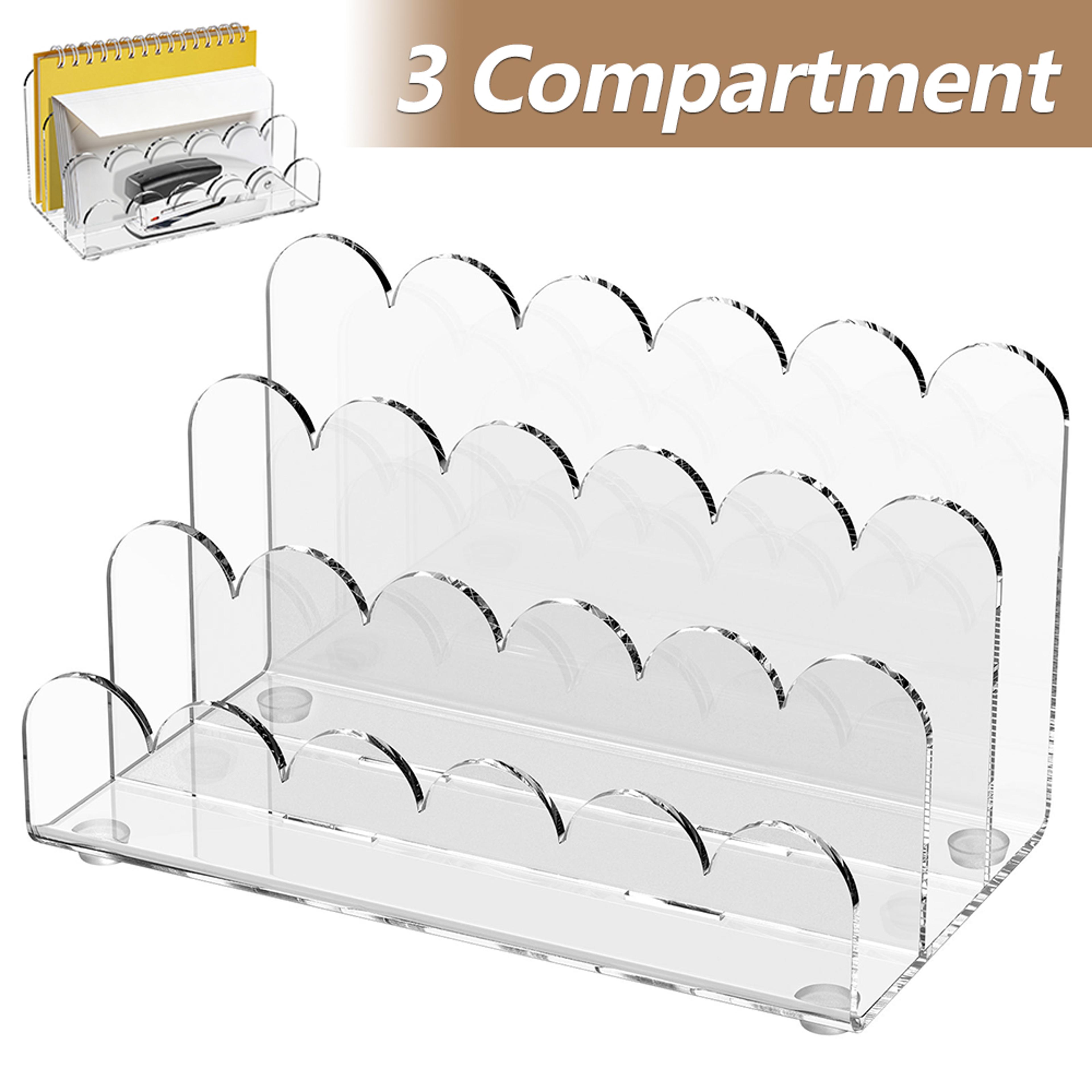 compartment acrylic file organizer clear desk mail sorter and document holder