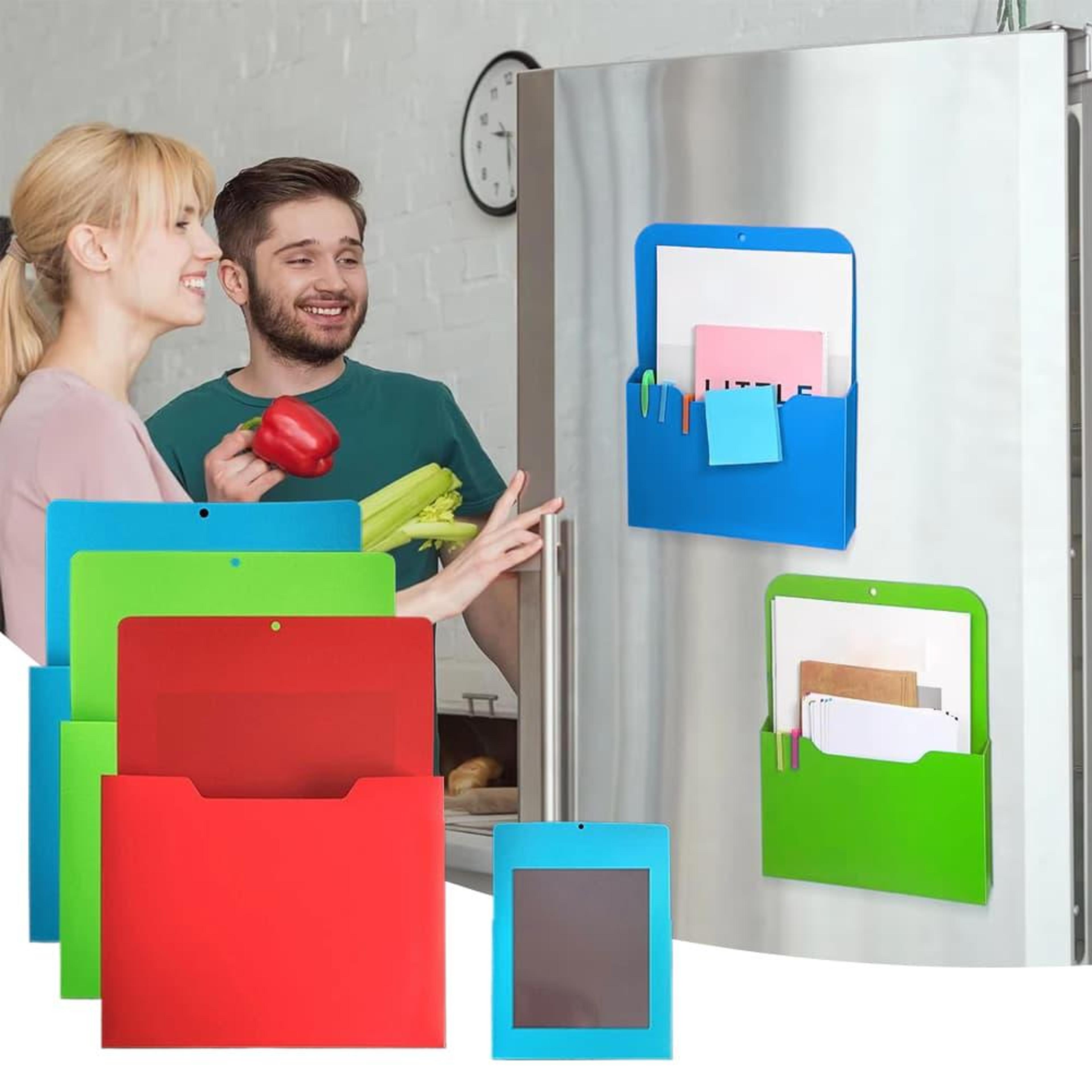 magnetic wall file organizer for mail documents and paper storage