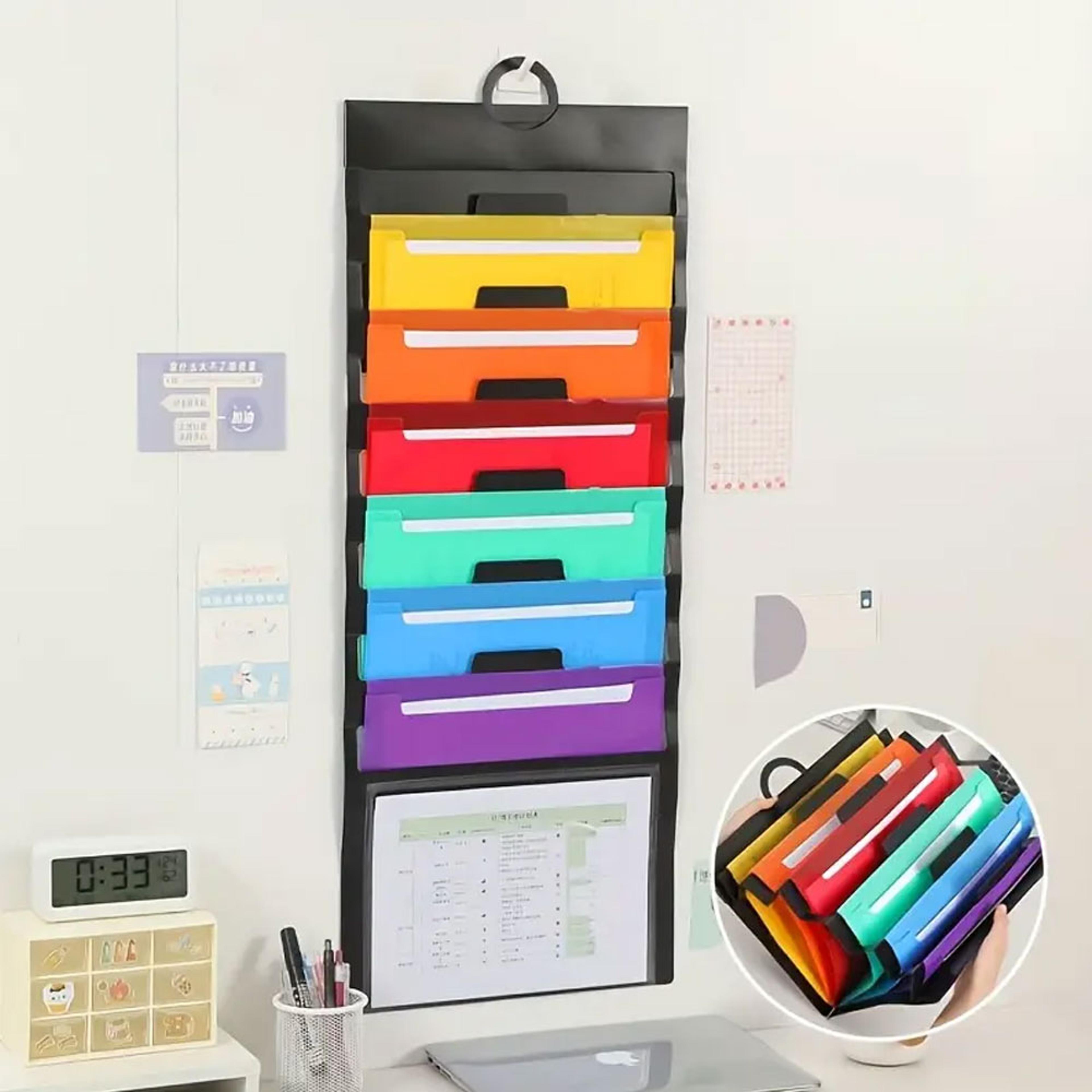 pocket hanging file organizer wall mounted document organizer for home office and classroom
