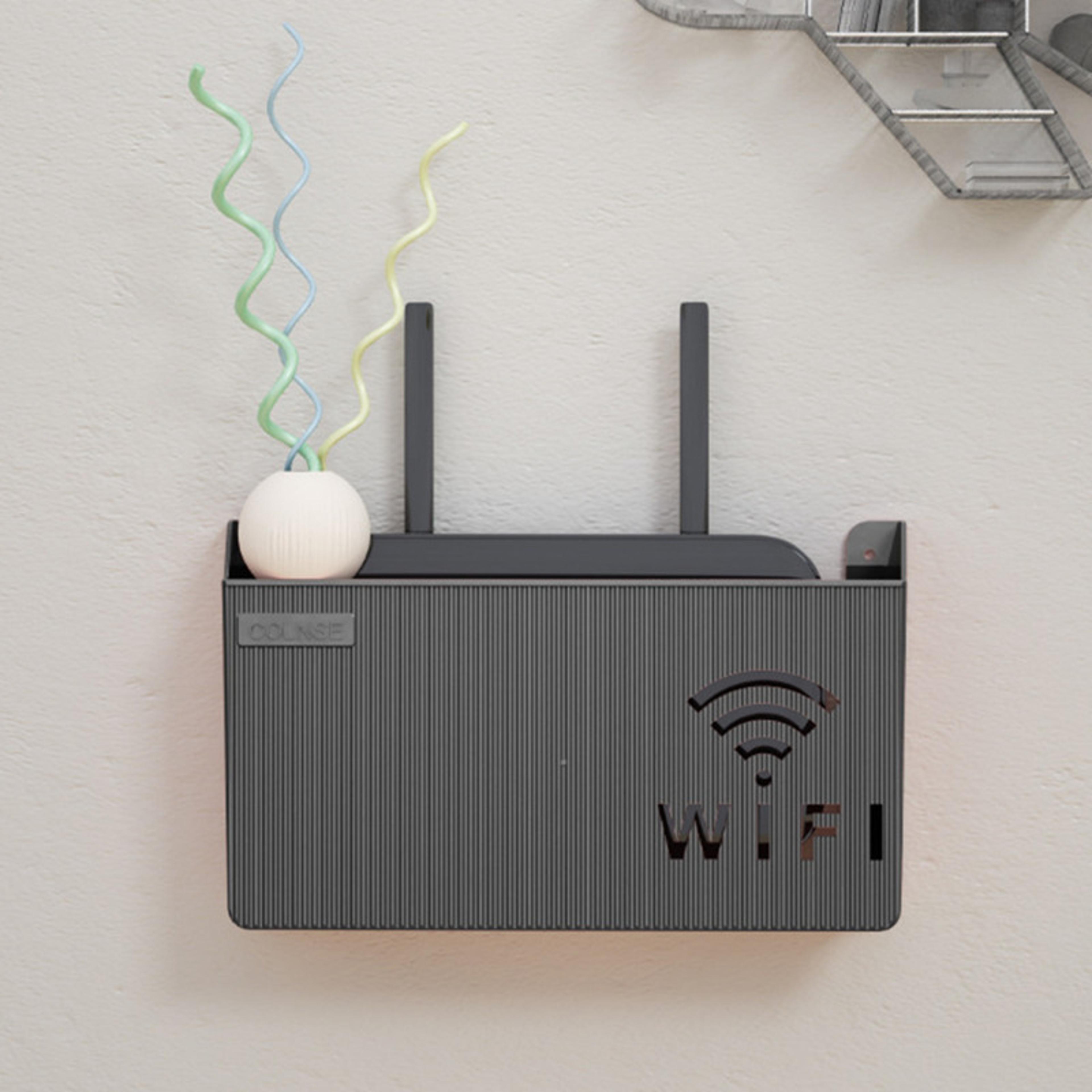 wall mounted wifi router shelf and cable organizer storage box