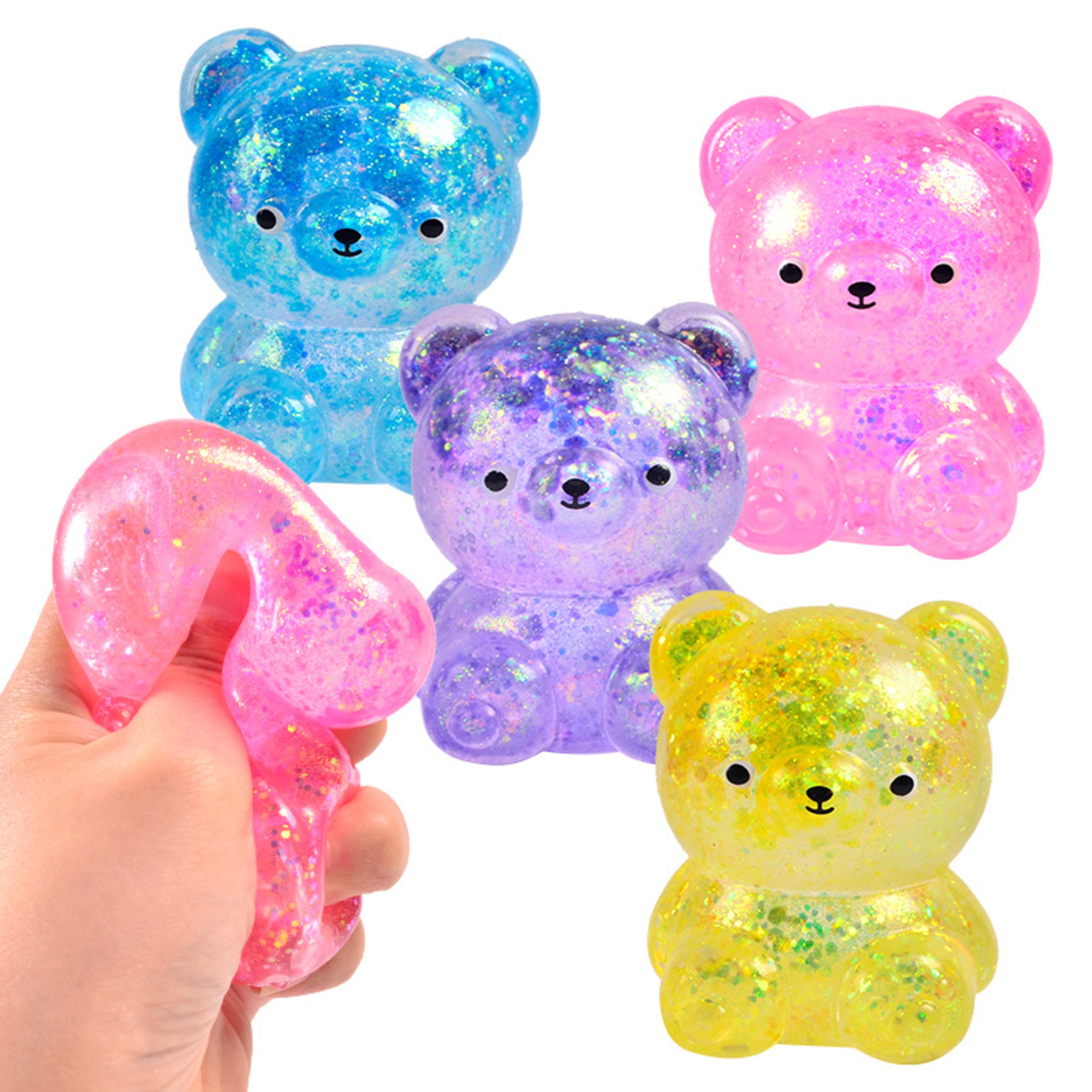 glitter gummy bear squishy stress relief fidget toy