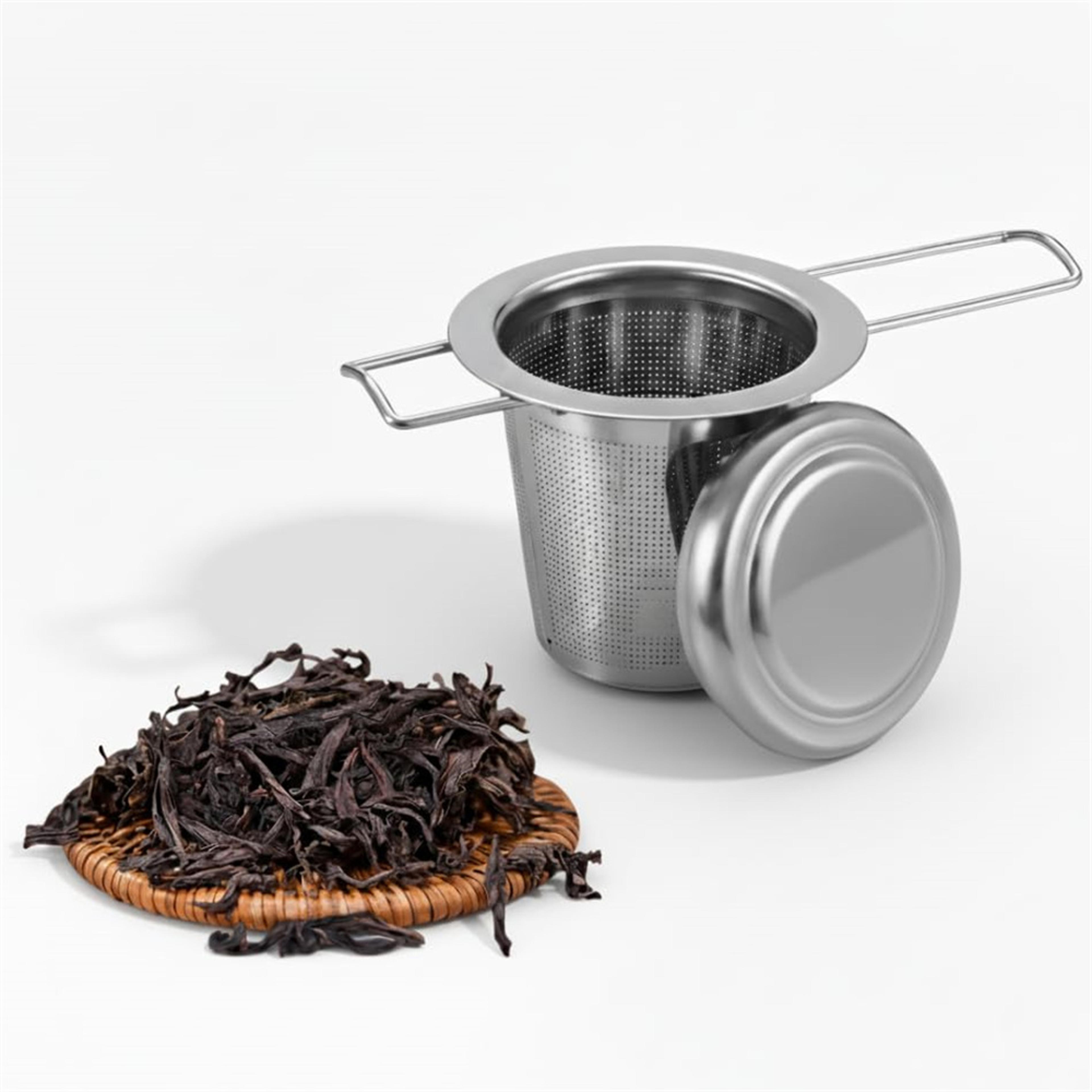 extra fine tea infuser basket with lid stainless steel loose leaf tea strainer