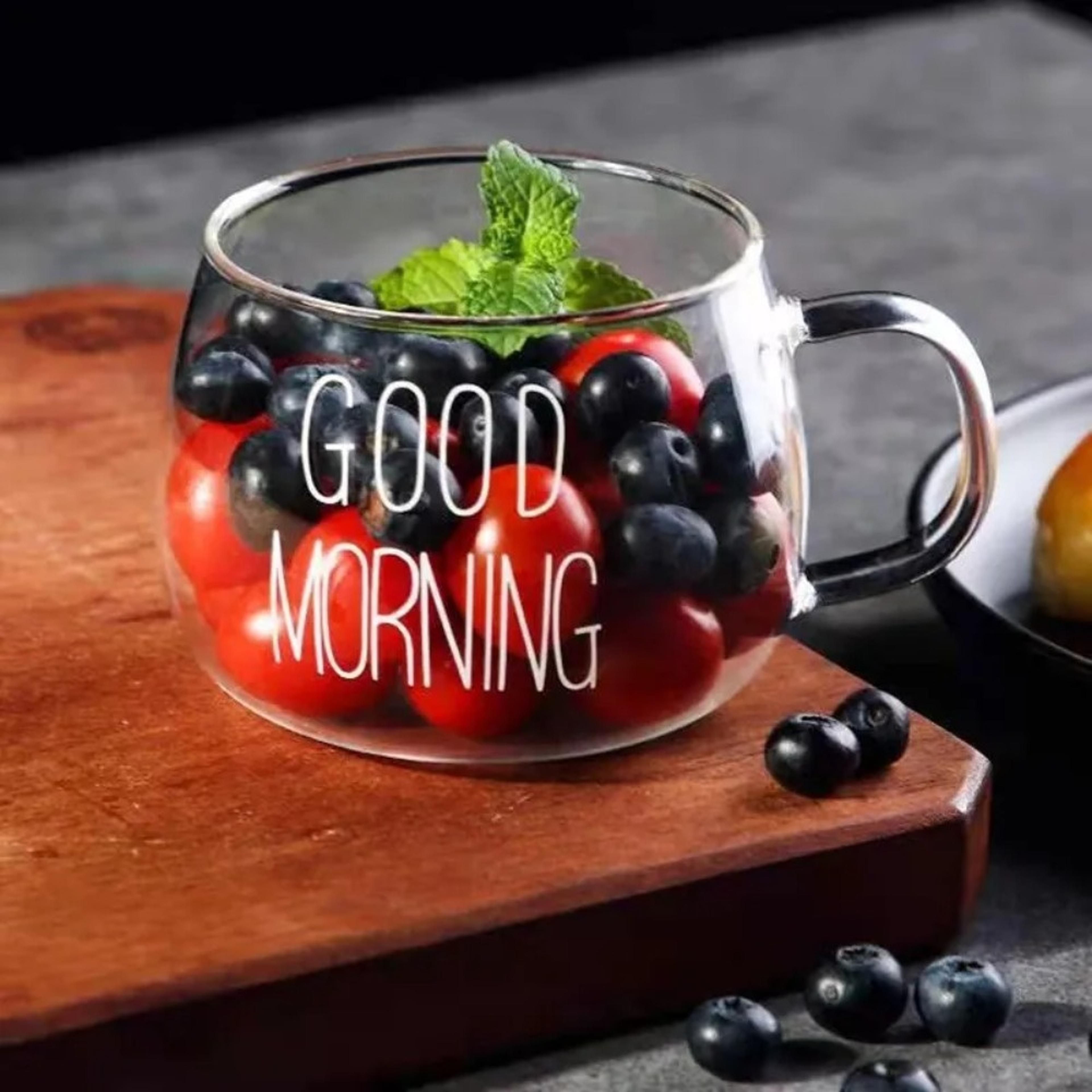 clear glass coffee mug with handle letter print tea cup