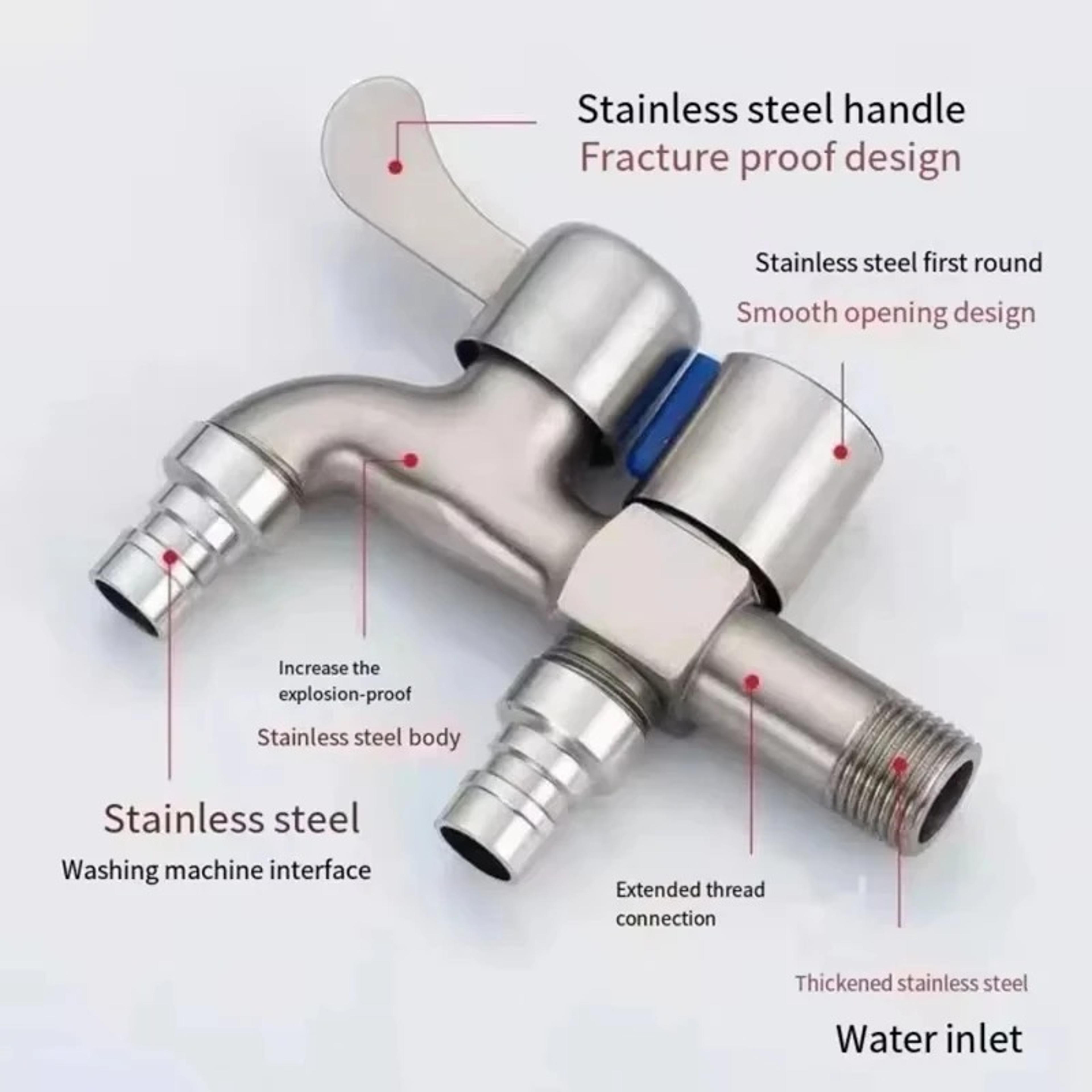 dual outlet stainless steel faucet with independent controls for bidet and laundry