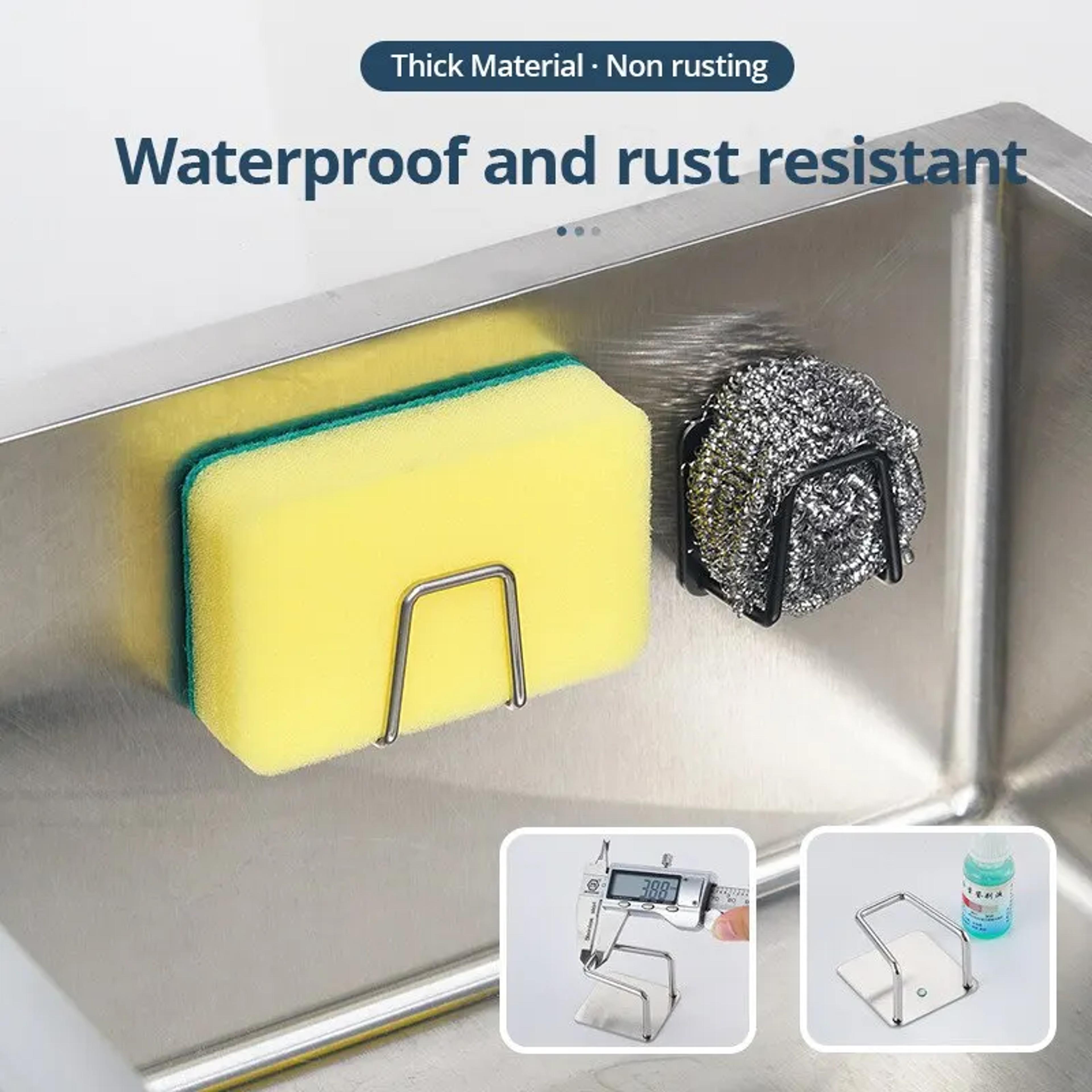 stainless steel sponge holder self adhesive sink organizer and drying rack