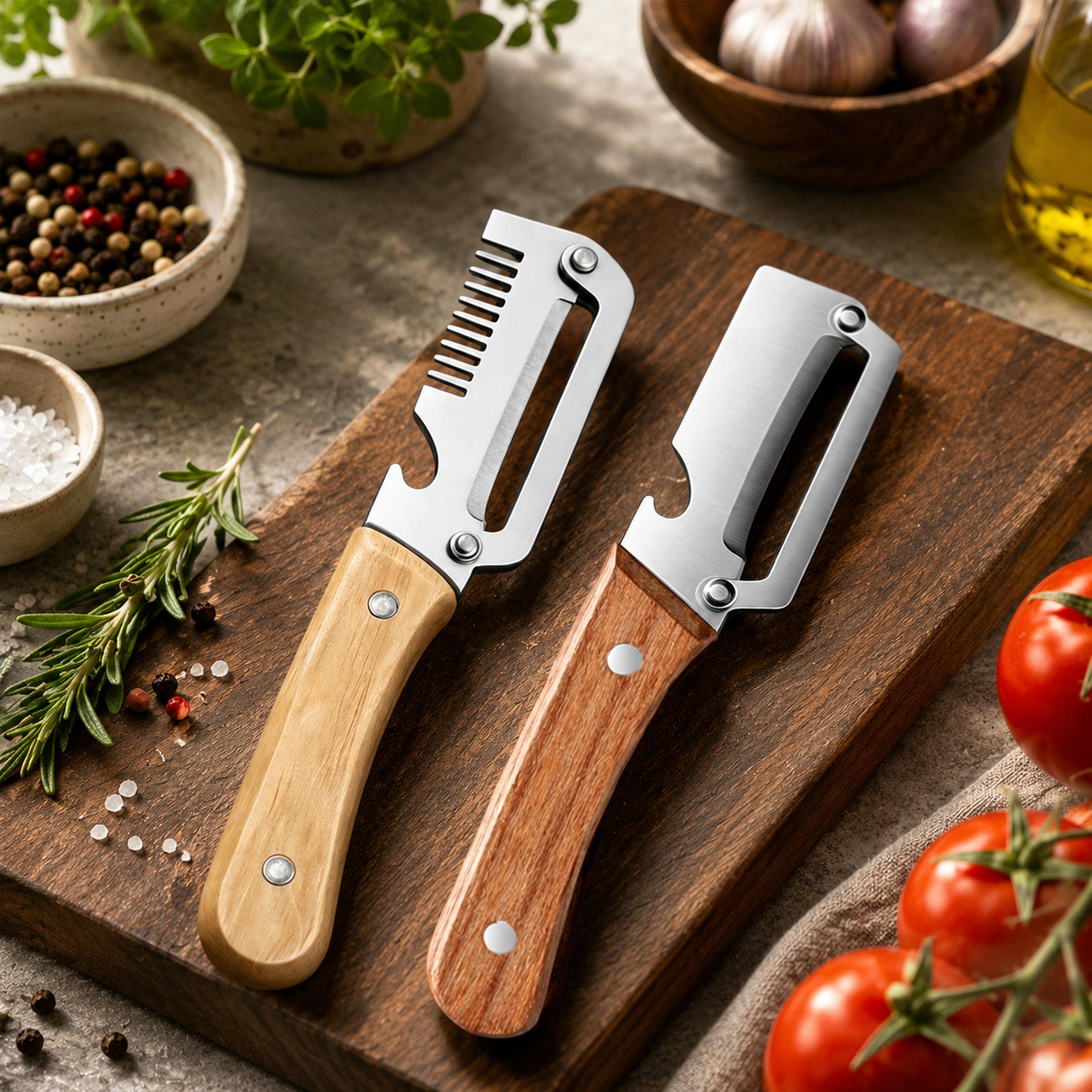 wooden handle vegetable peeler stainless steel fruit and potato peeling tool