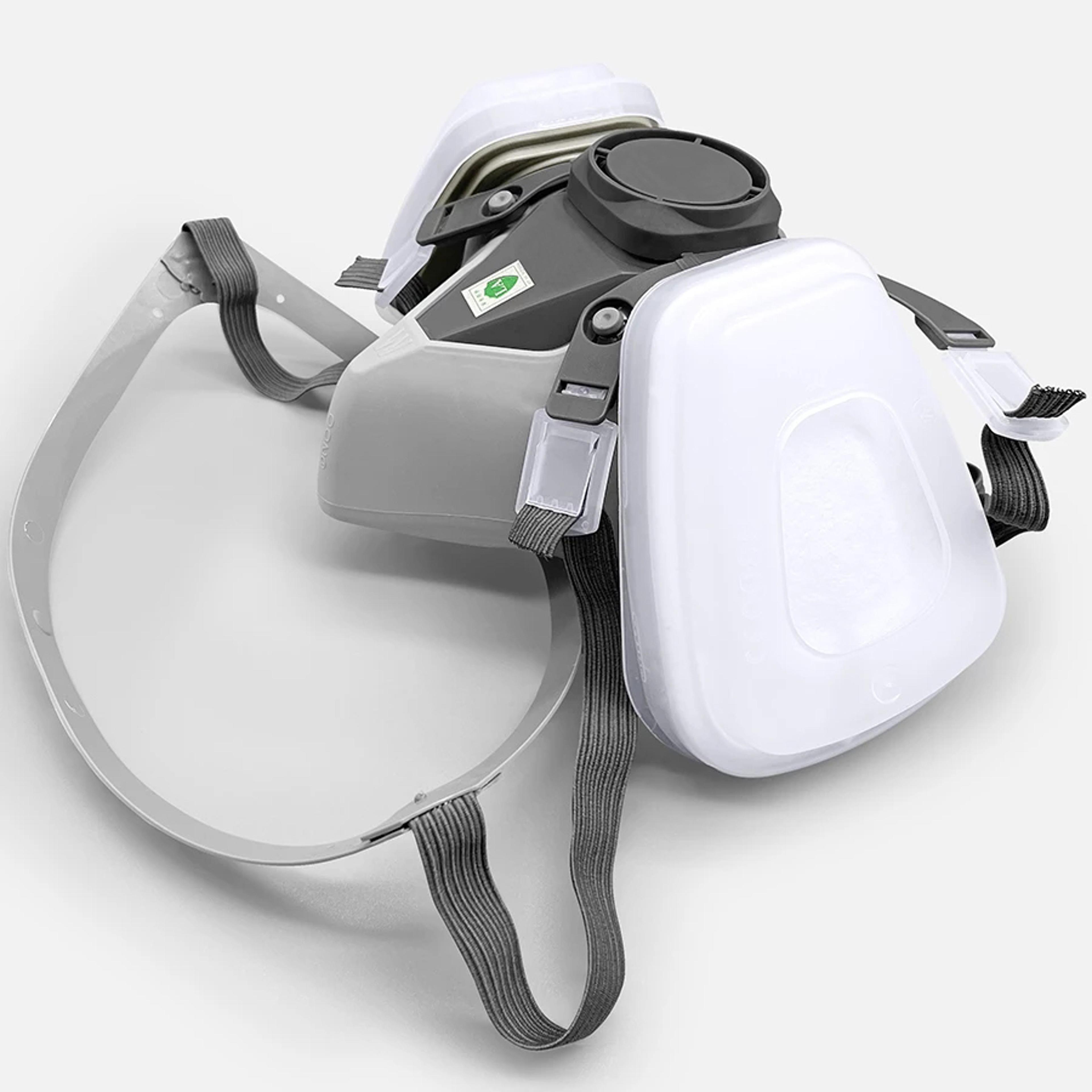 reusable half face respirator with particle filters for painting and workshop use