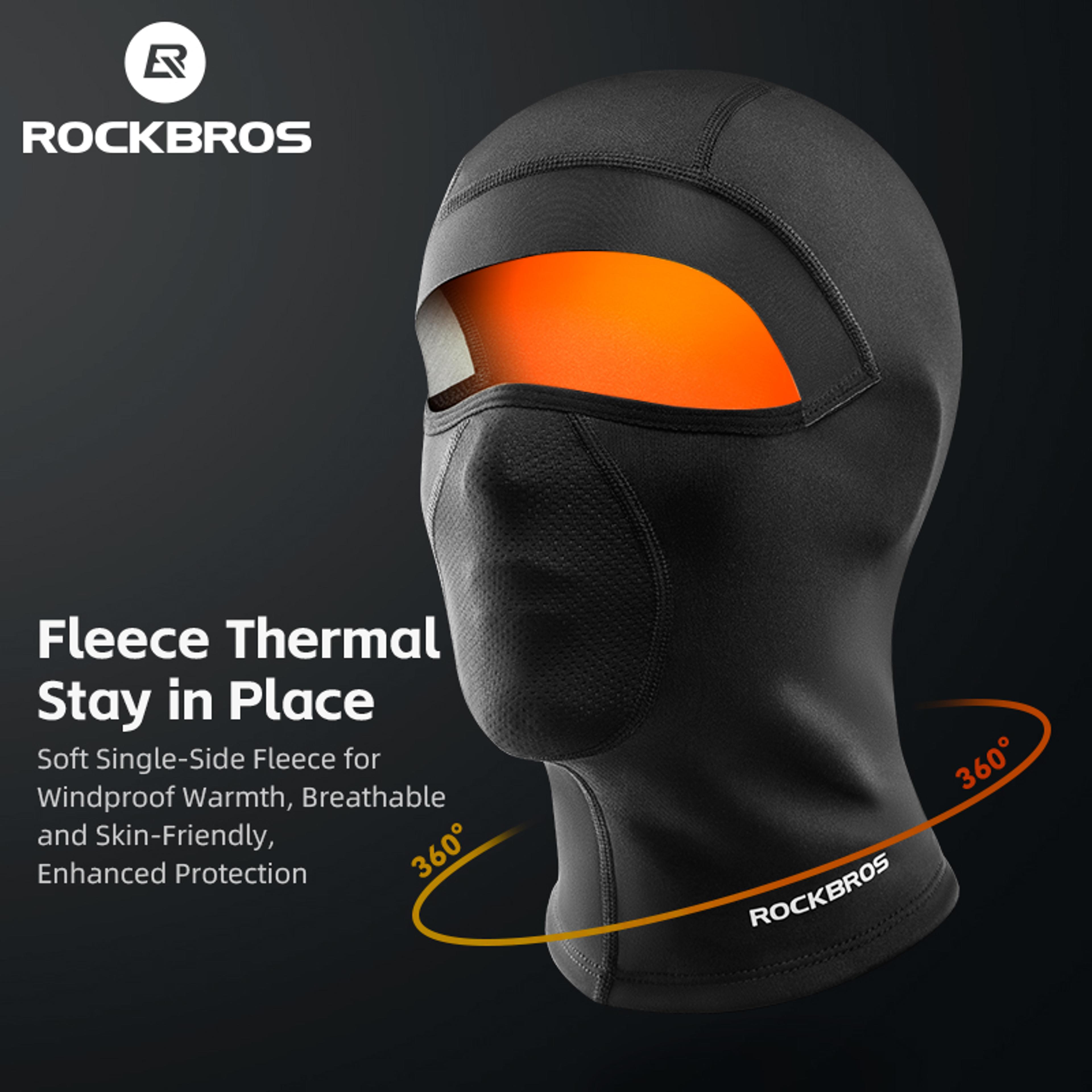 rockbros thermal fleece balaclava windproof cycling face mask for winter sports