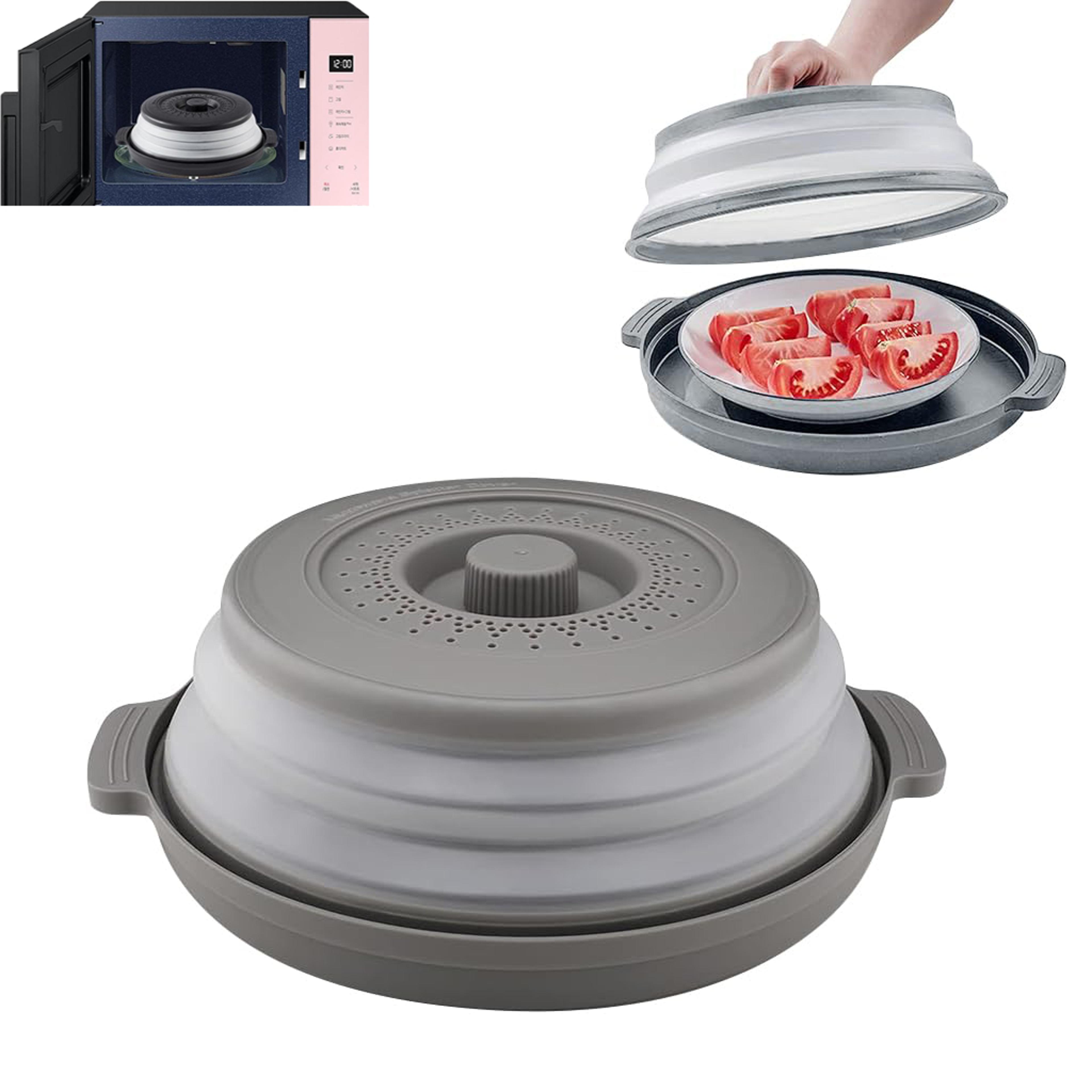 collapsible microwave splatter cover with vented lid and multipurpose mat