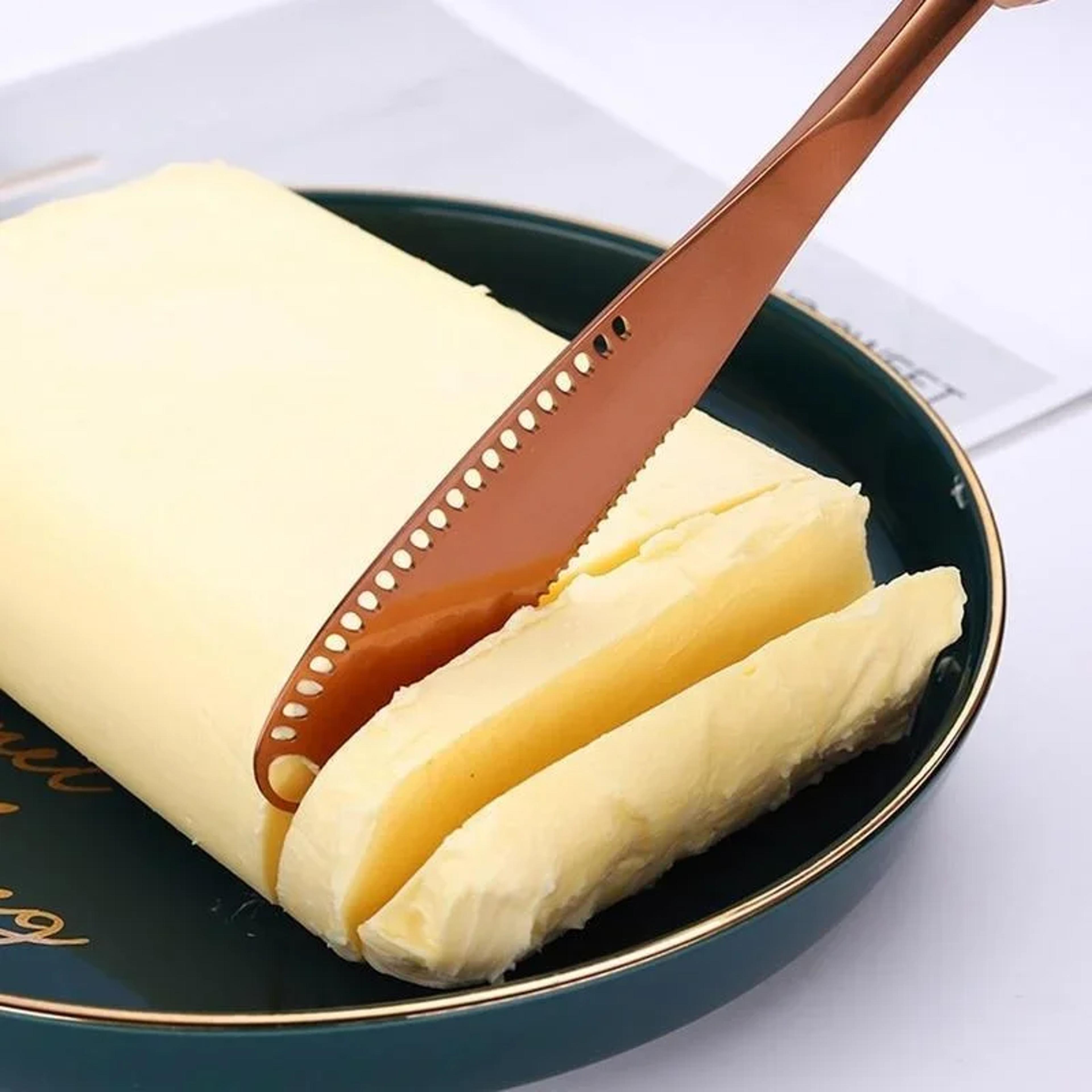 stainless steel butter spreader knife with curler and serrated edge