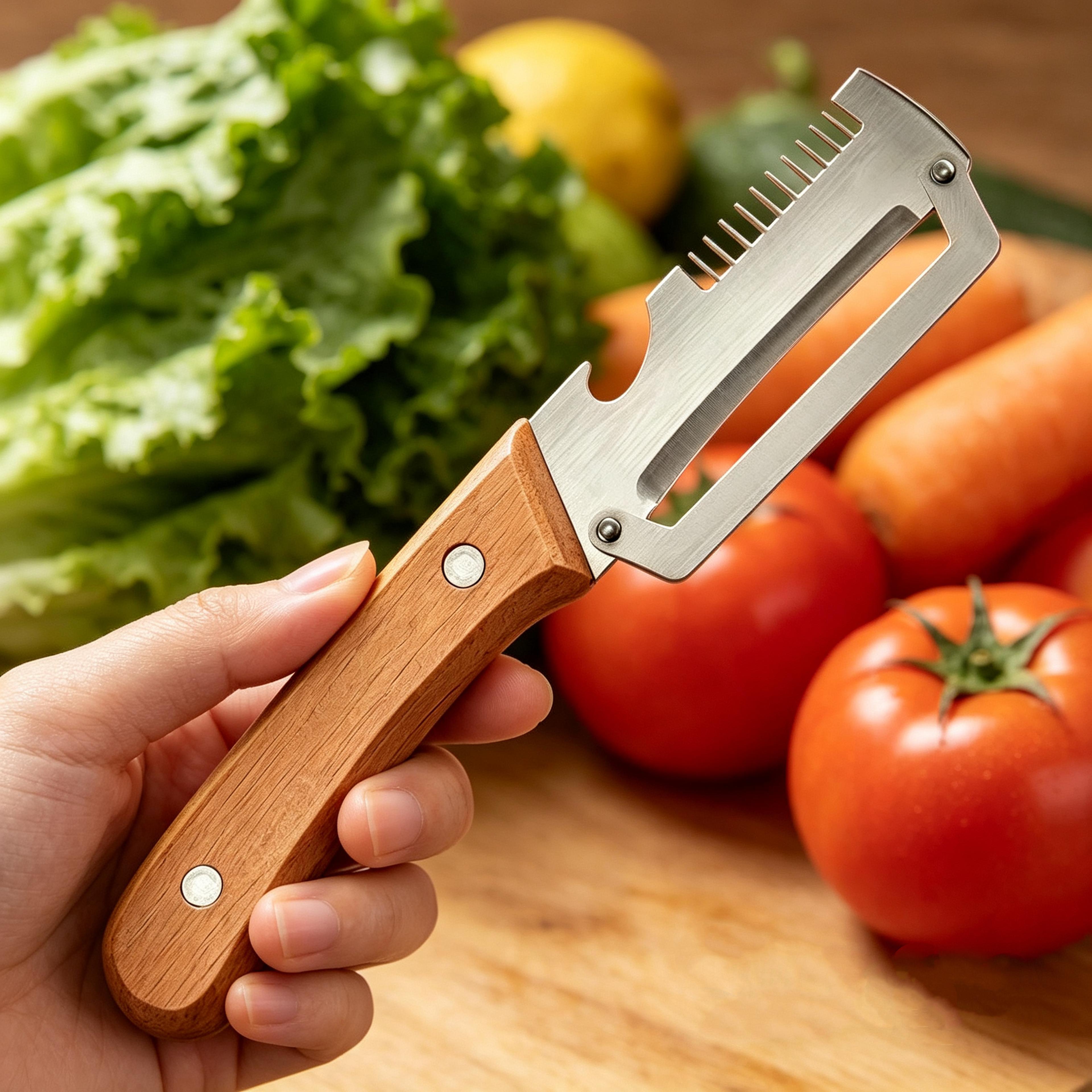 wooden handle vegetable peeler multifunctional fruit and vegetable slicer