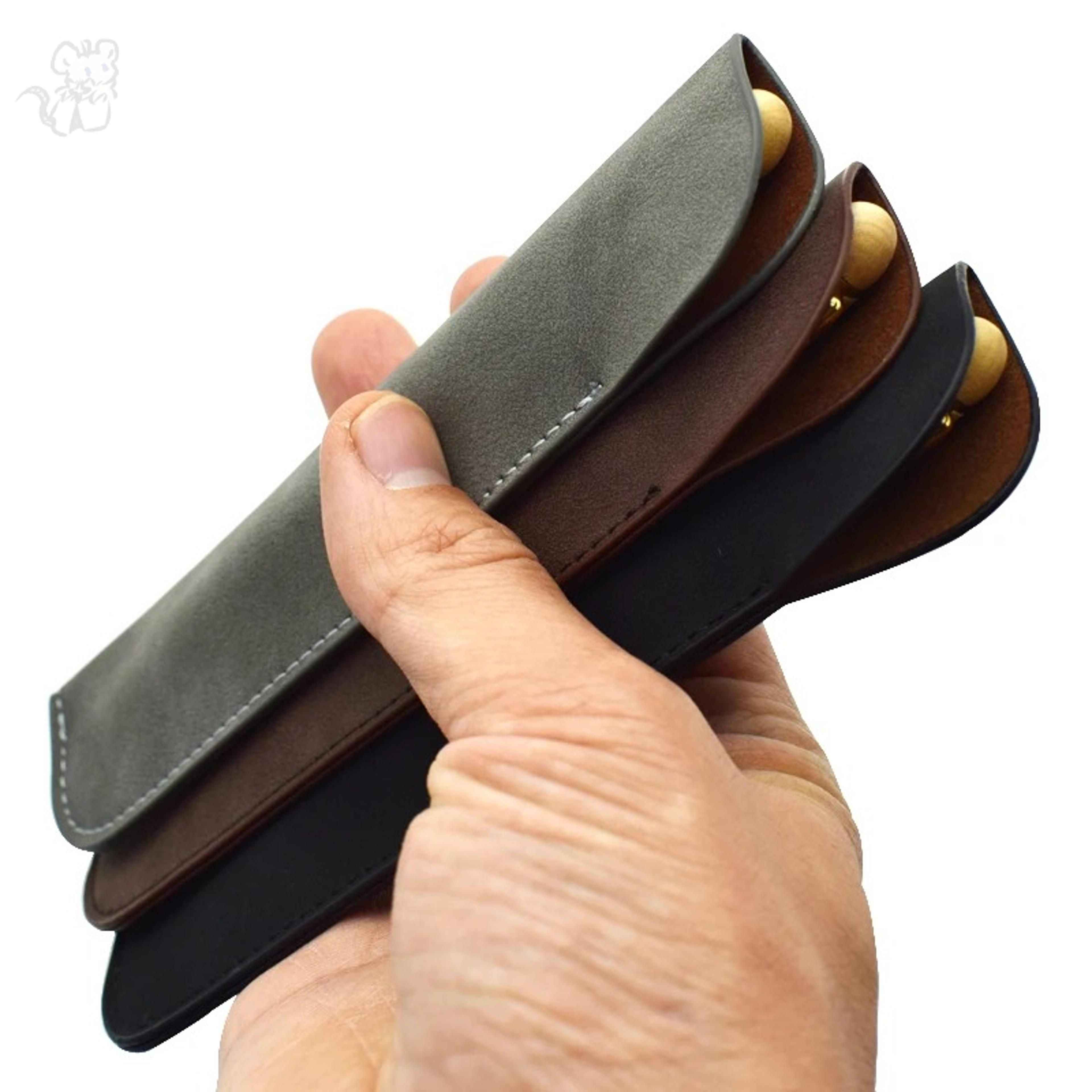 soft pu leather single pen sleeve protective pencil case for office school and travel