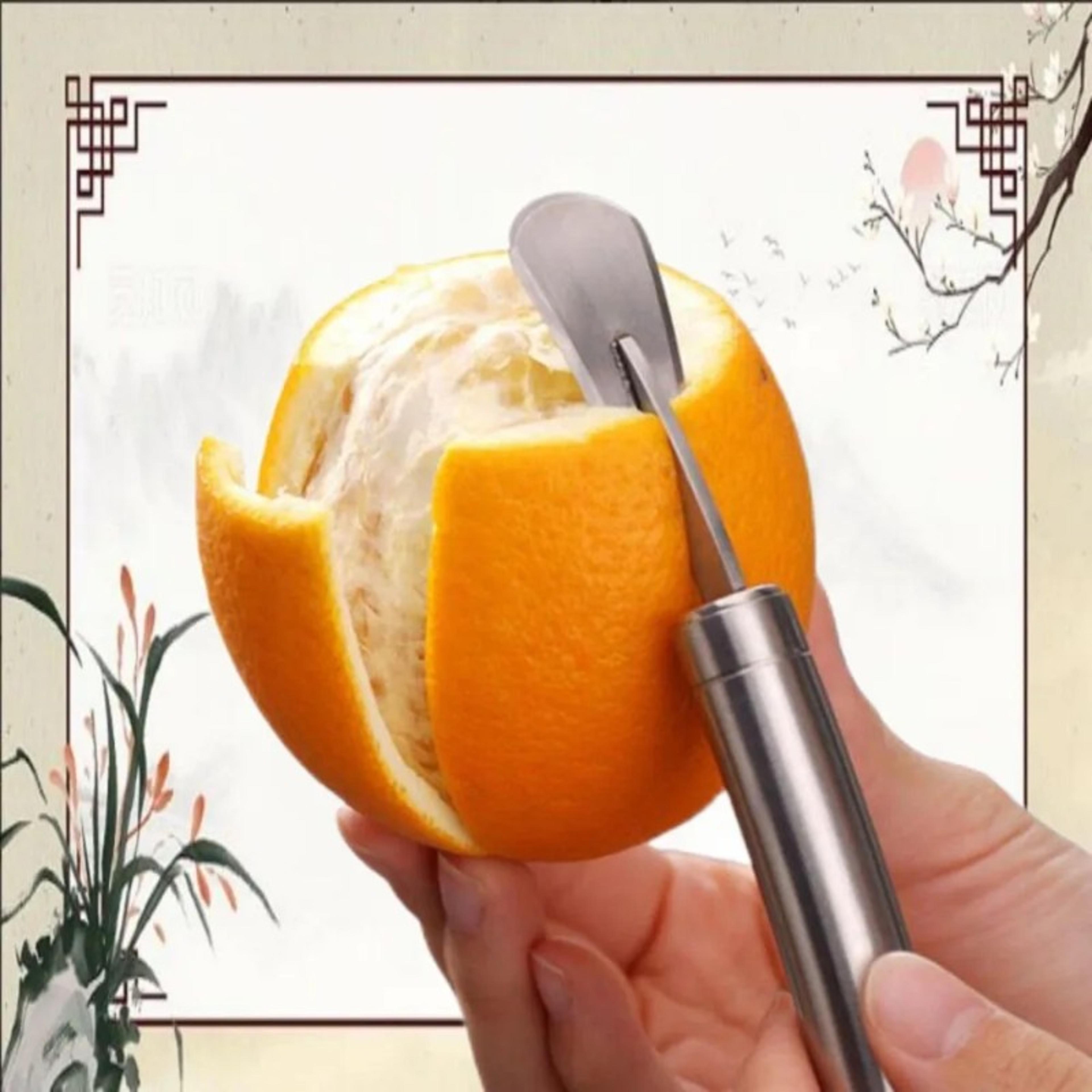 stainless steel citrus peeler and orange slicer with comfortable handle