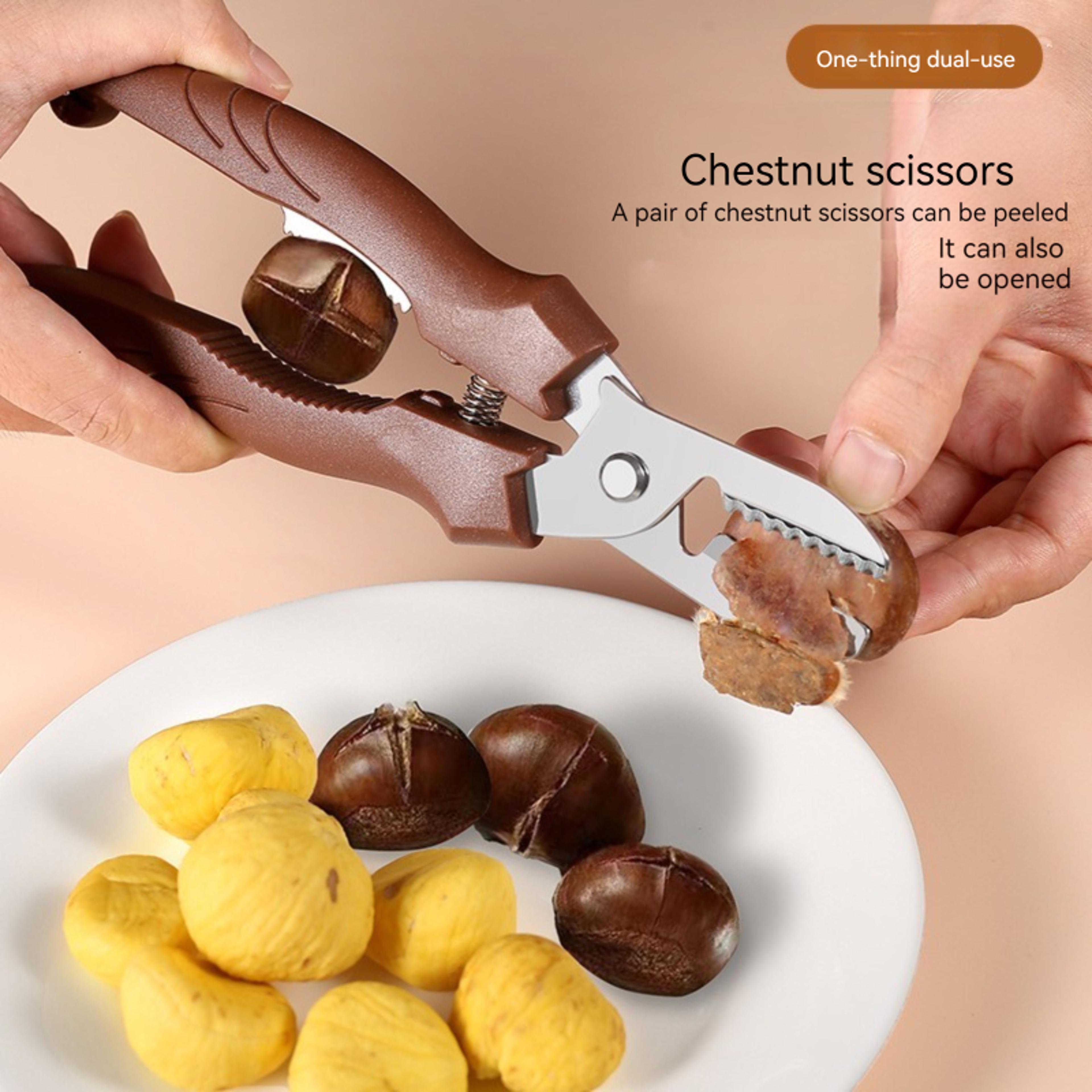 multipurpose chestnut peeler scissors stainless steel cross cutting nut opener