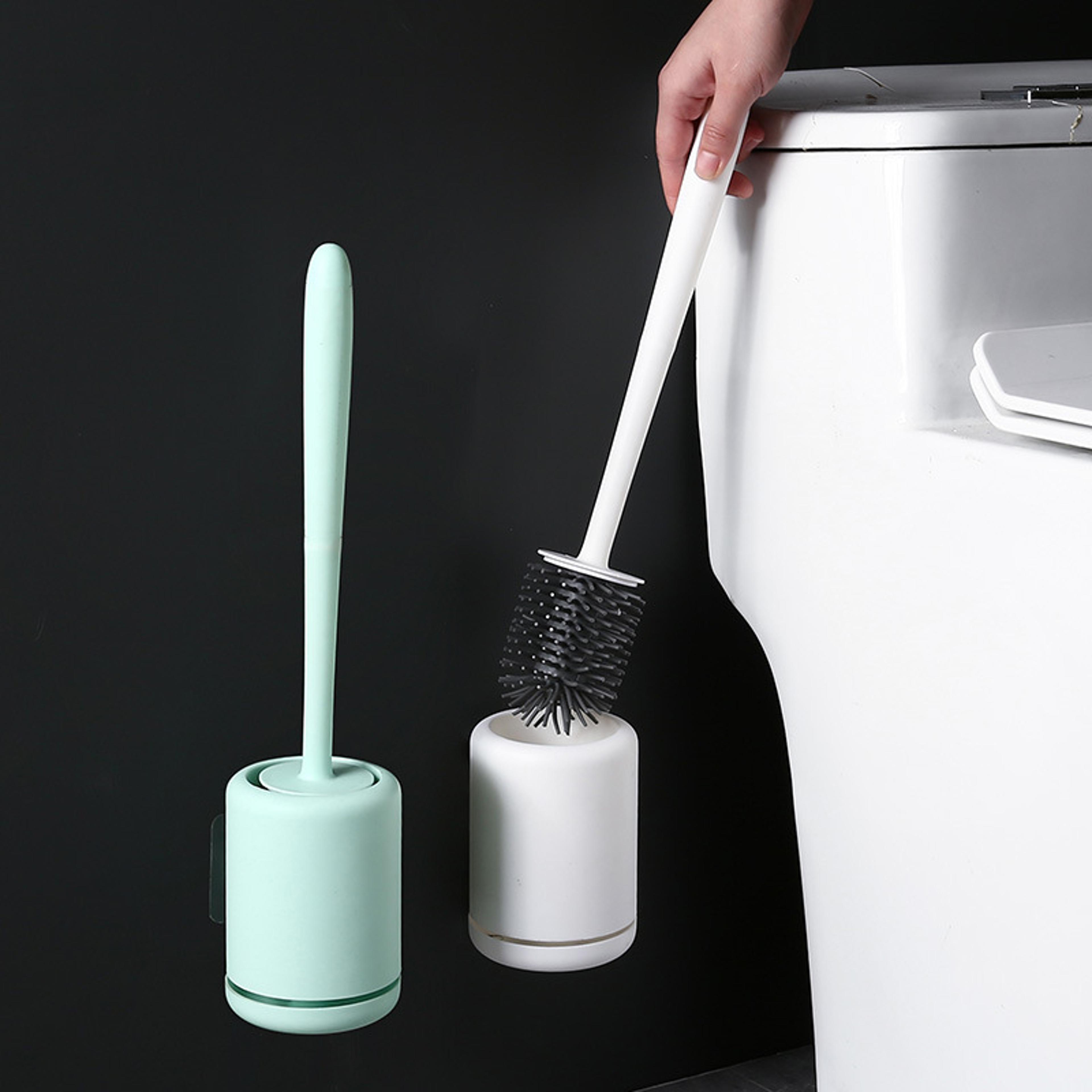 silicone toilet brush with quick dry wall mount holder