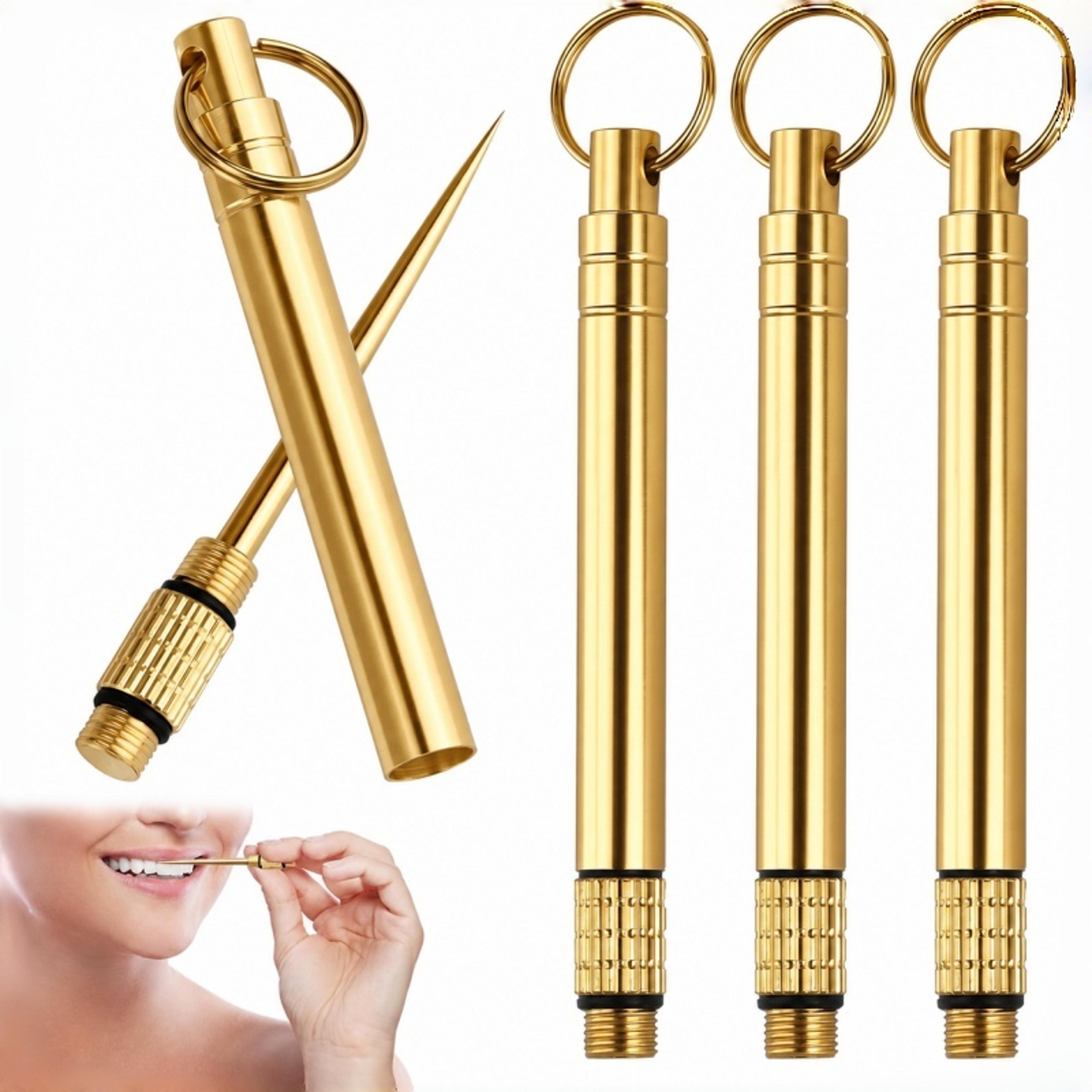 titanium telescopic toothpick reusable metal fruit fork and portable camping tool