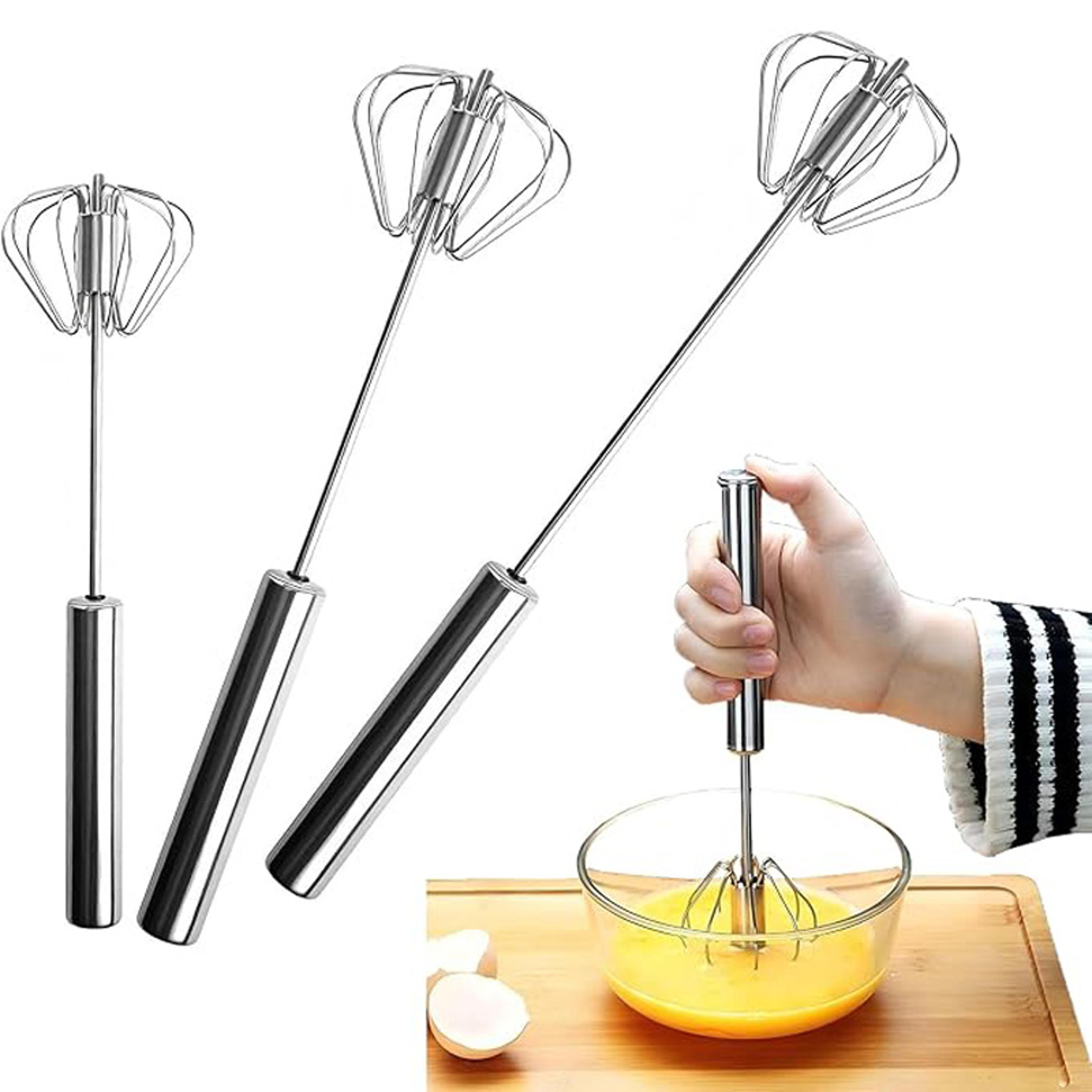semi automatic egg beater stainless steel hand press rotary whisk for baking and mixing