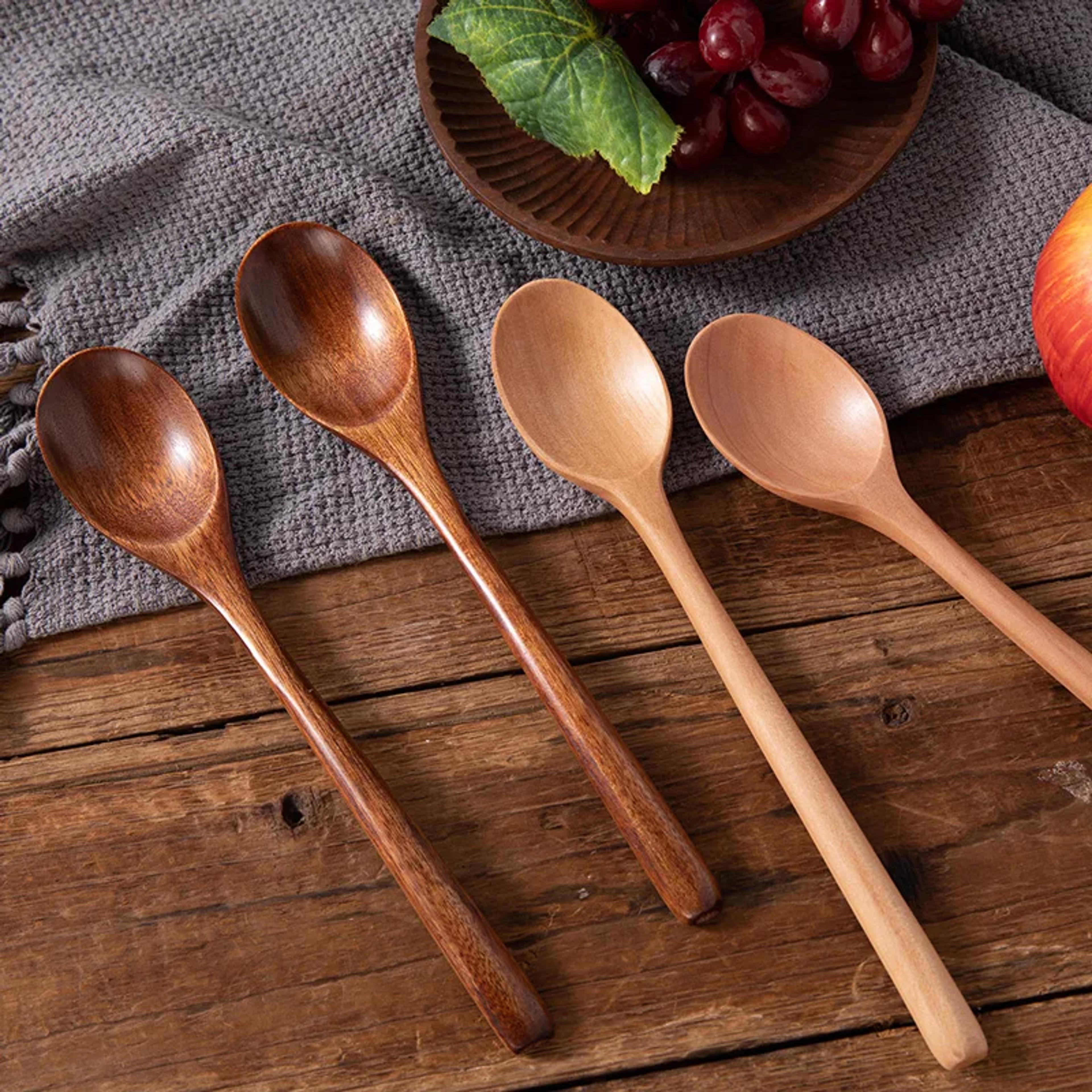 wooden soup spoon set natural wood cooking and serving utensils