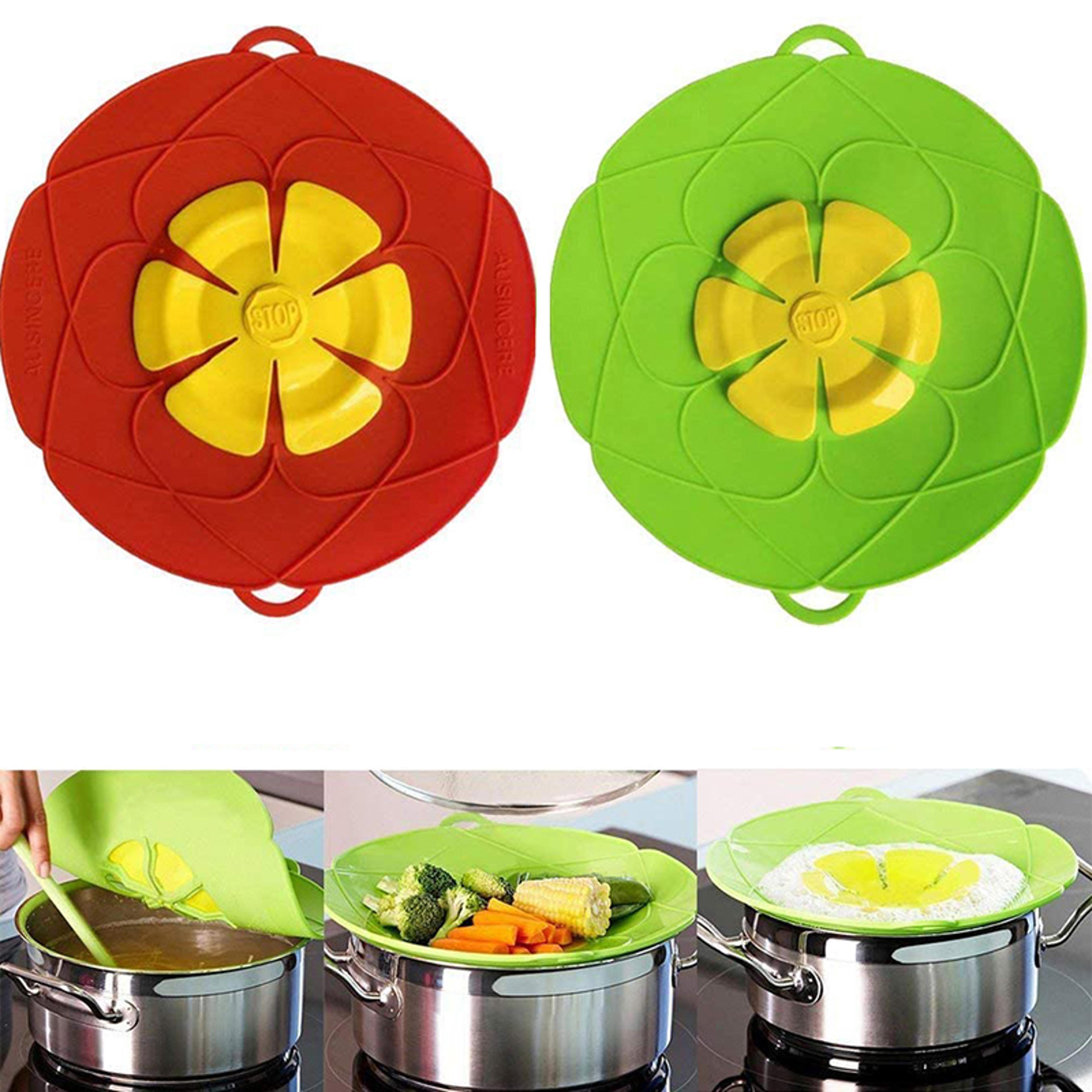 silicone spill stopper lid flower shape anti boil over pot cover
