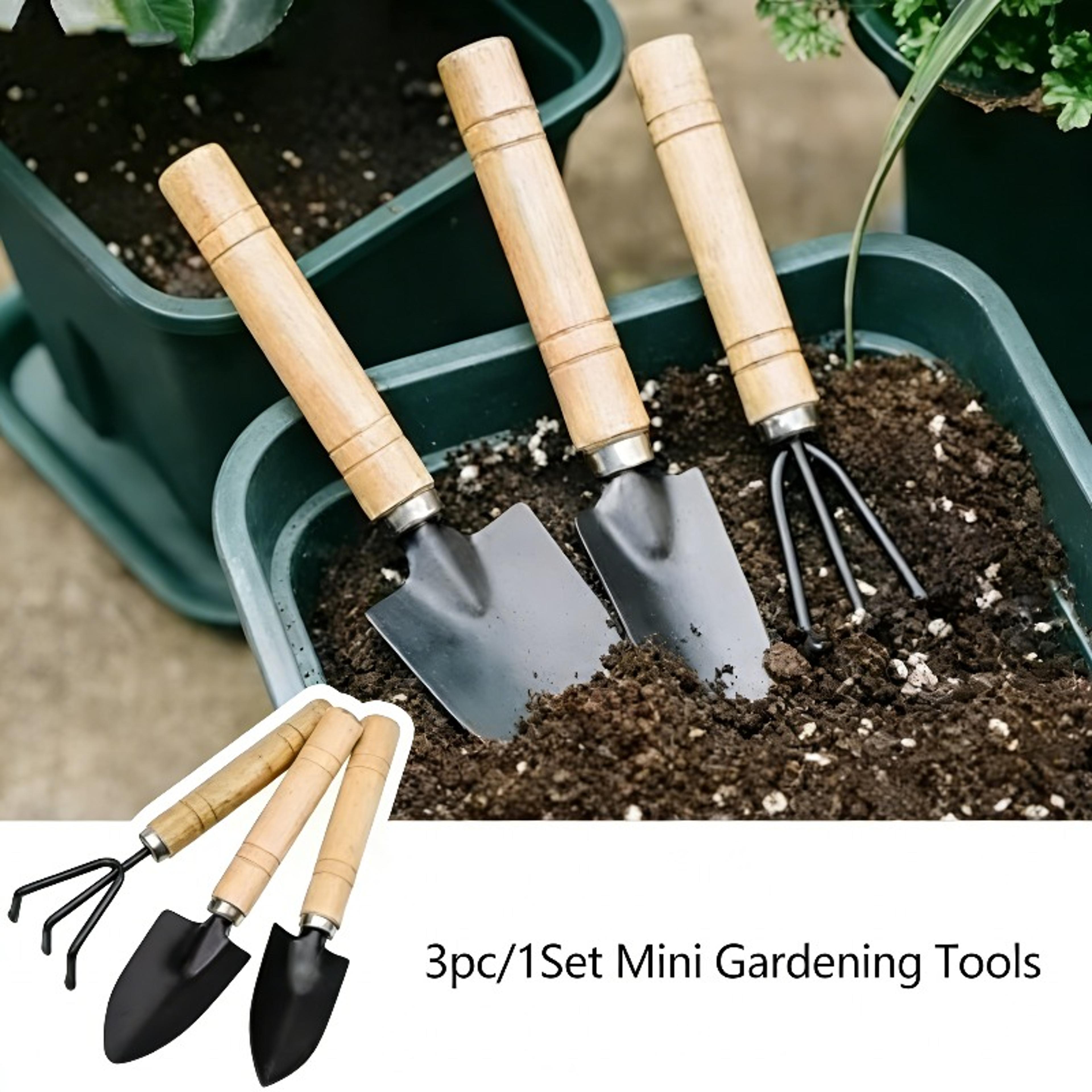 mini gardening tool set with hand shovel trowel and rake for indoor plants