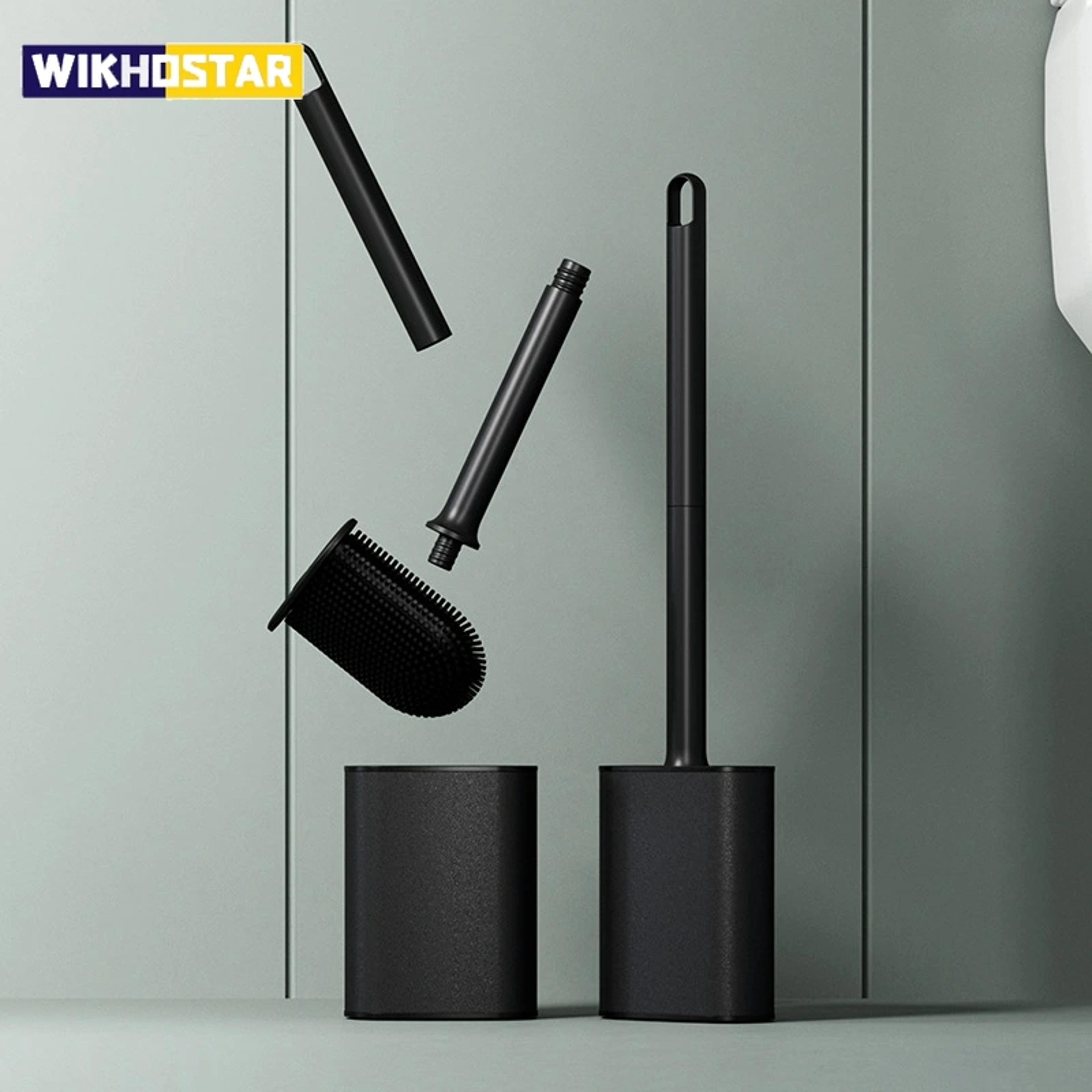 luxury long handle toilet brush with holder wall mounted deep cleaning bathroom brush