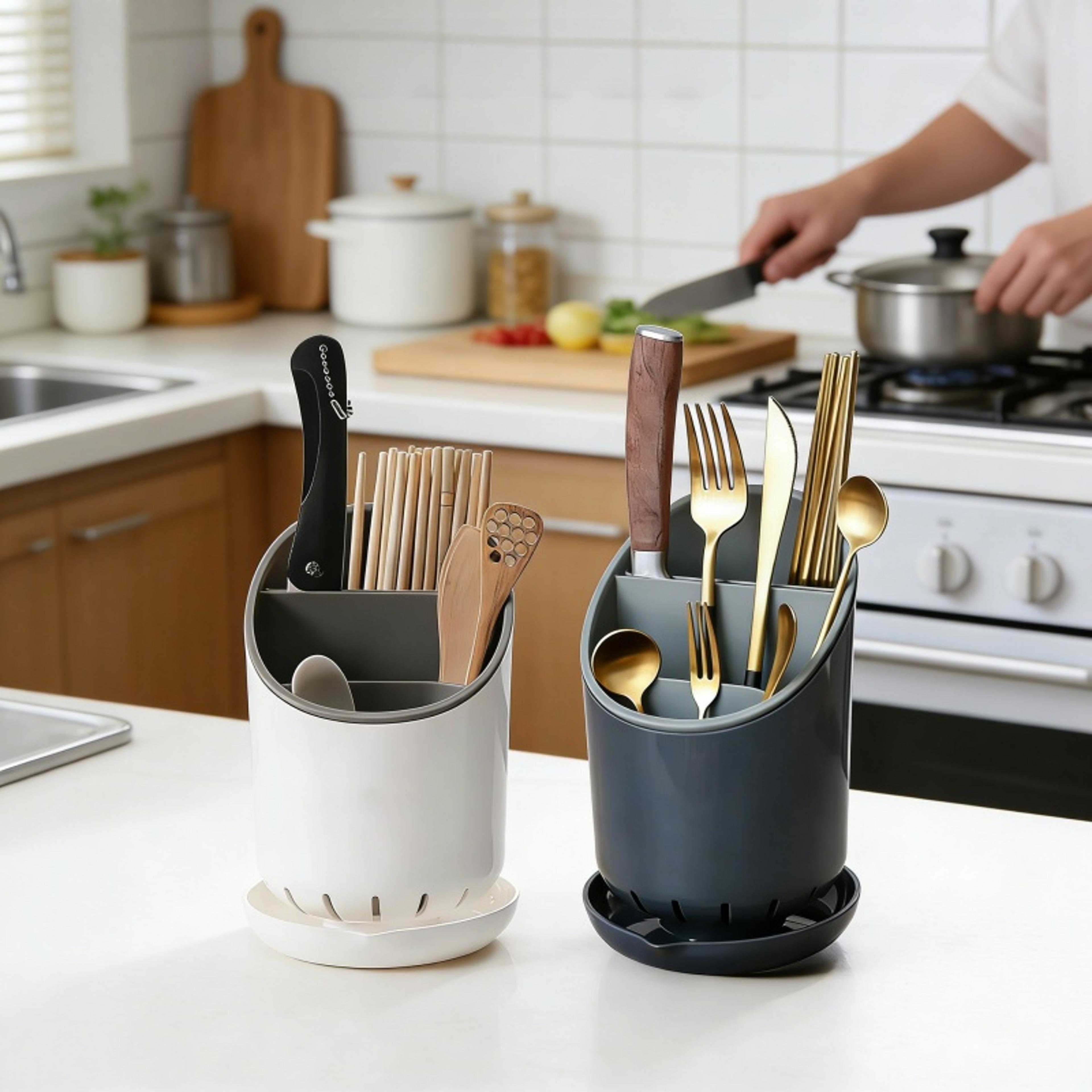 chopstick holder with drainage board kitchen utensil organizer for spoons and cutlery