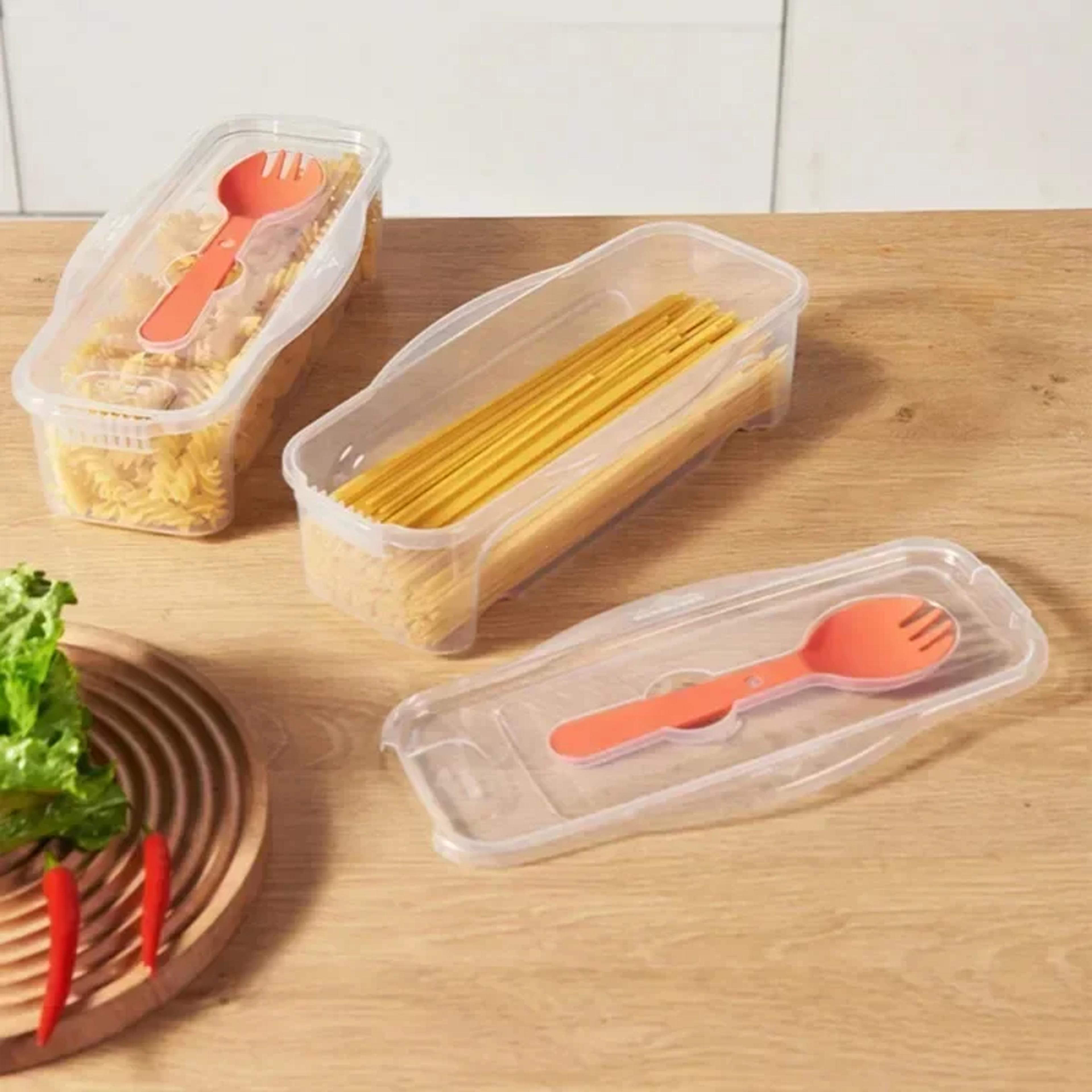microwave pasta cooker with strainer lid for quick noodles and spaghetti