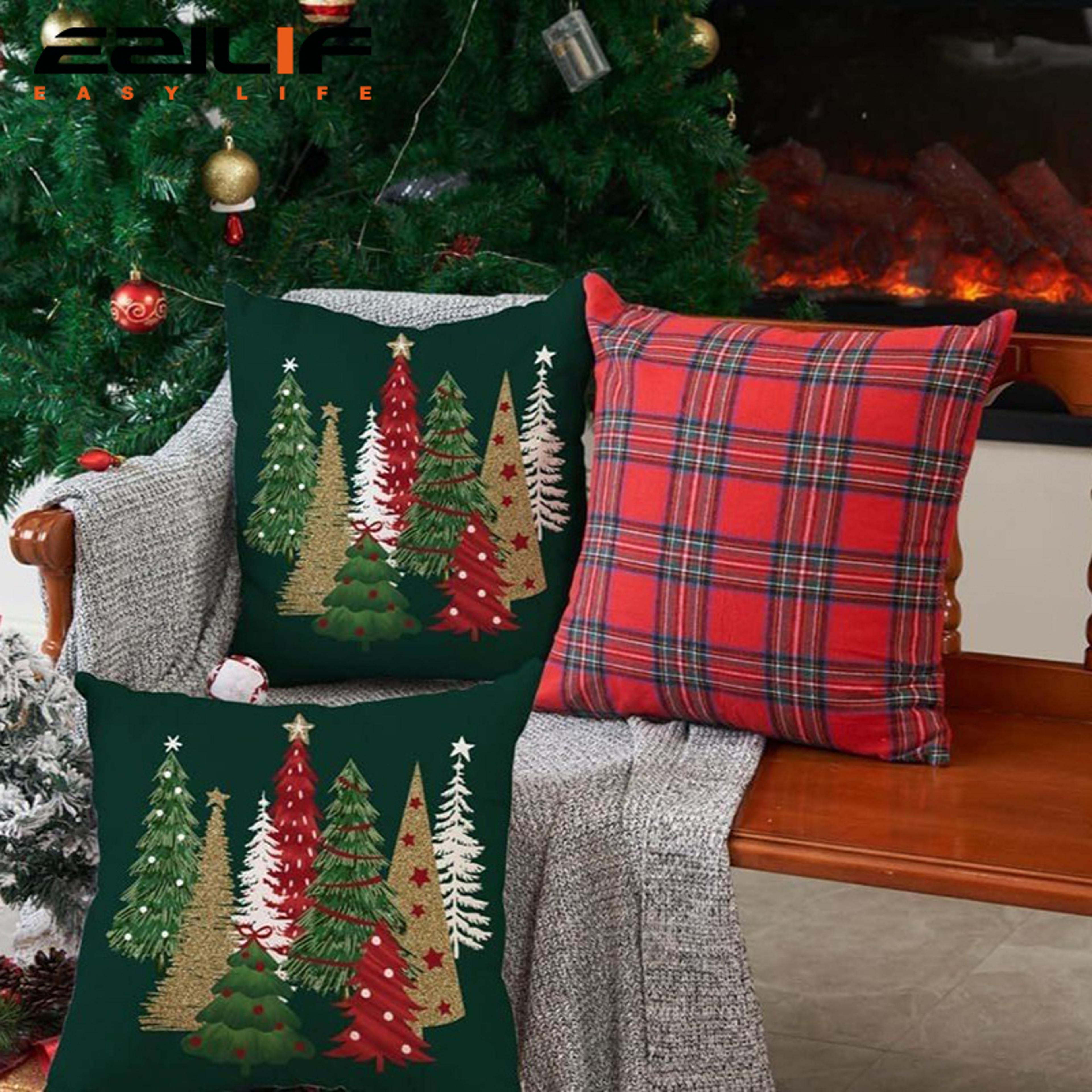 christmas plaid pillow cover checkered decorative cushion cover for sofa