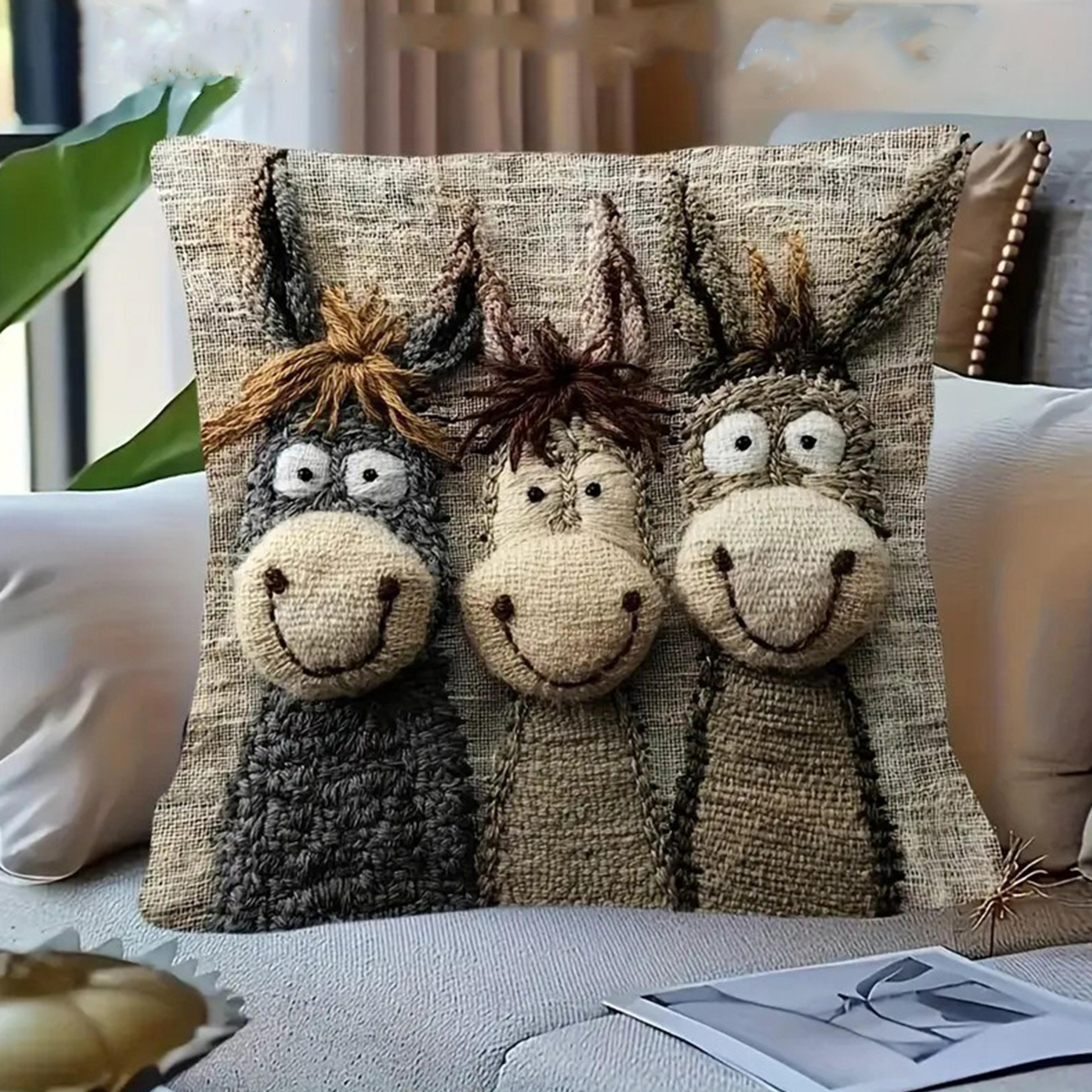 smiling donkey pillow cover soft plush decorative cushion cover 45cm