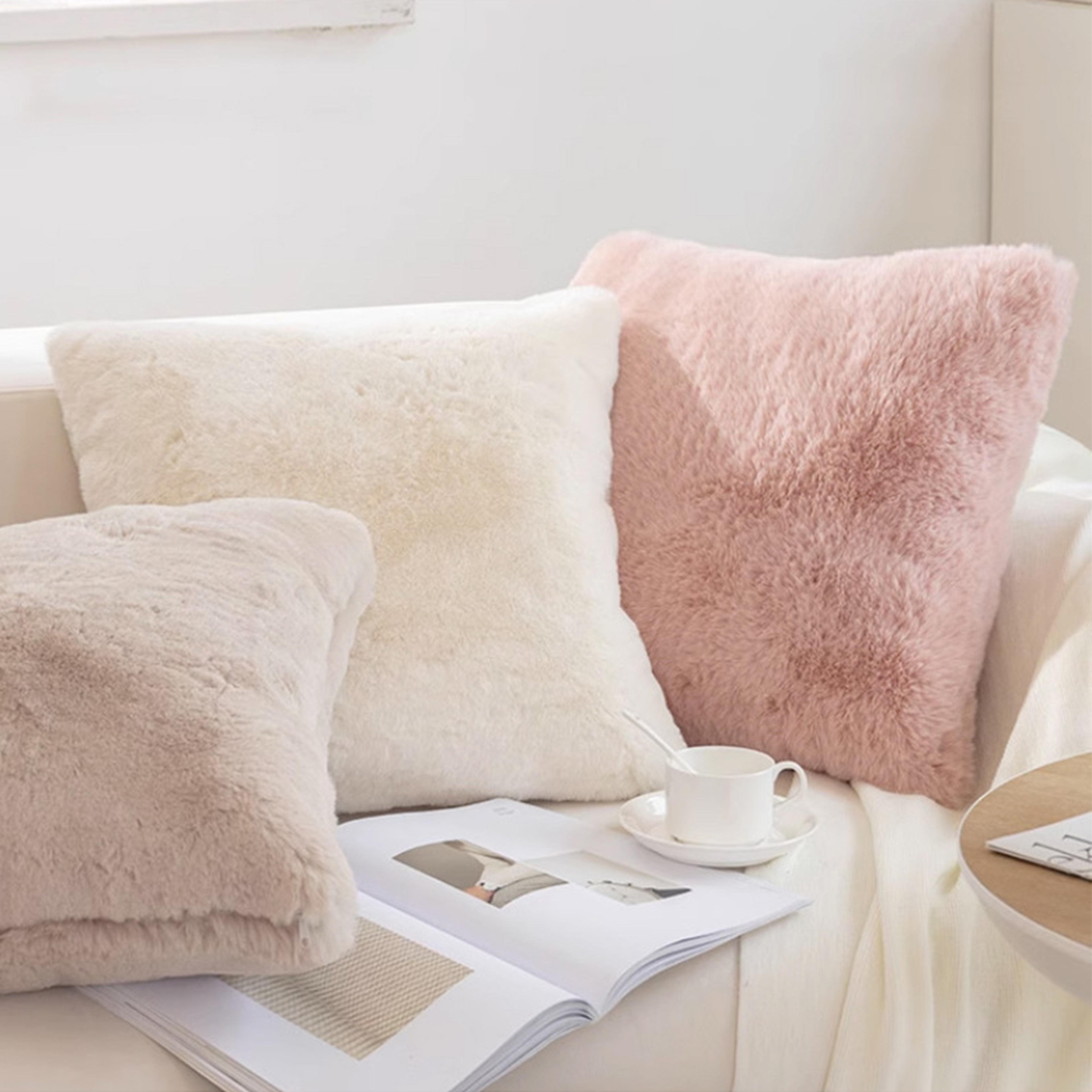 ultra soft faux fur pillow cover plush decorative throw cushion case for sofa and bed