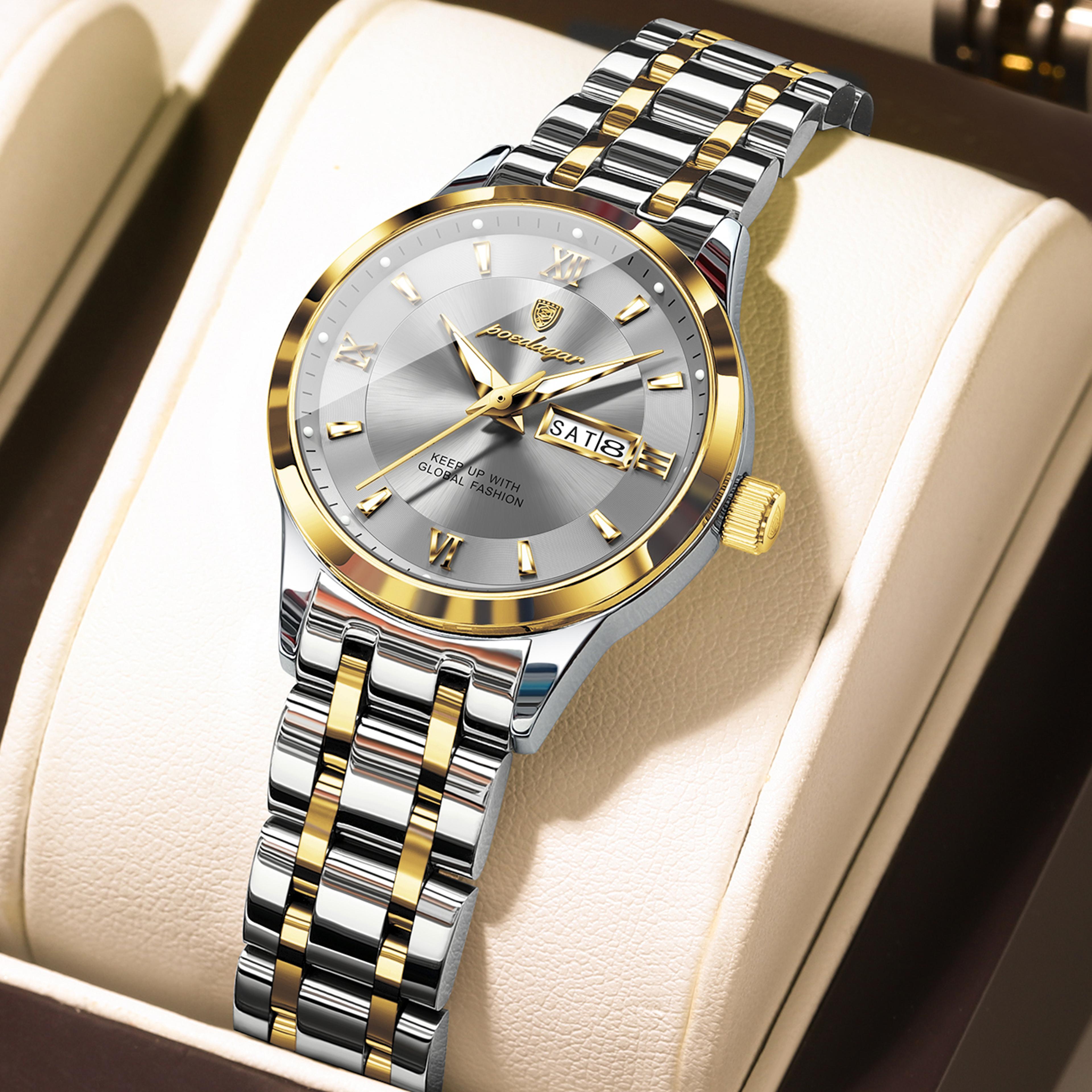 luxury womens watch waterproof luminous stainless steel quartz wristwatch