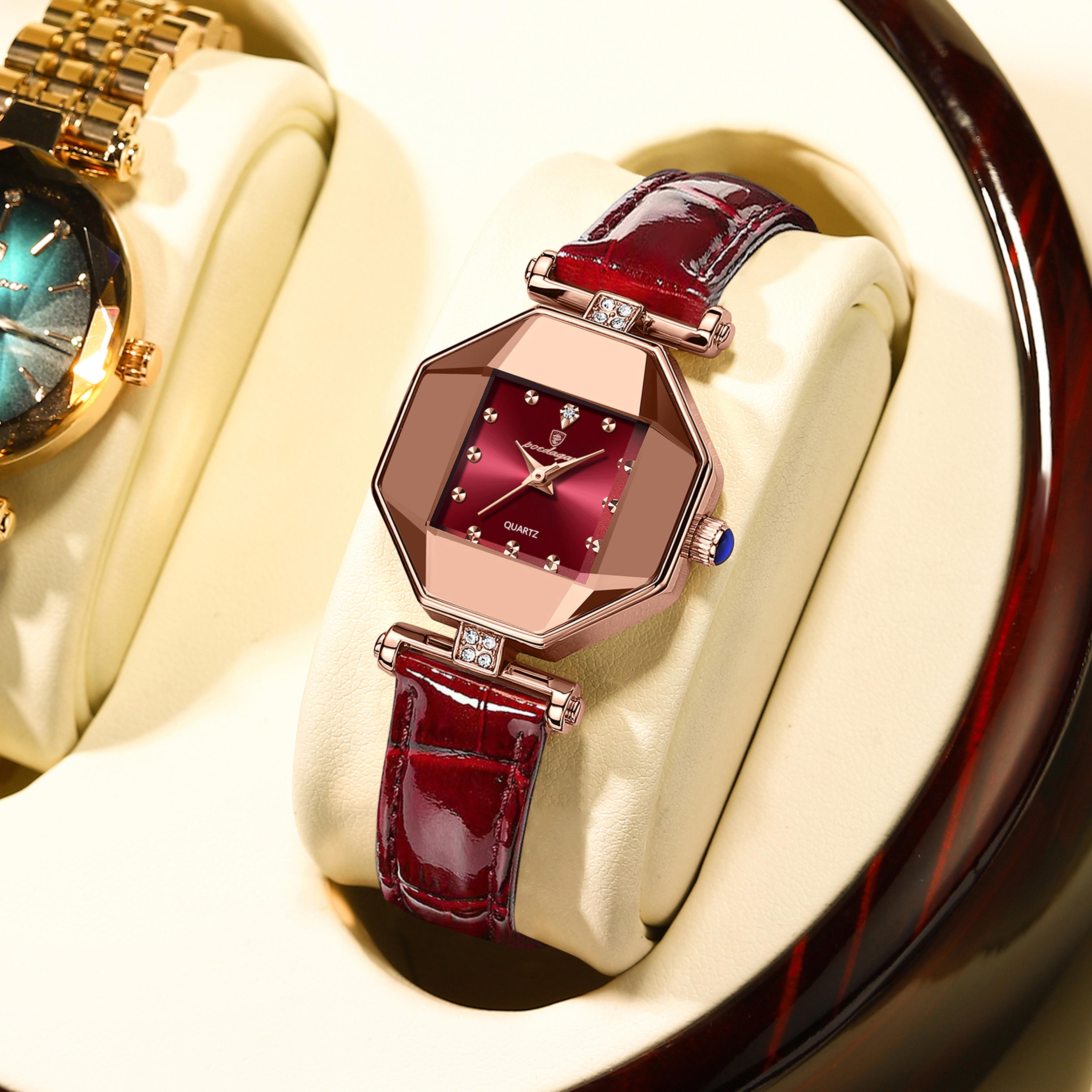 elegant womens quartz watch waterproof leather dress watch