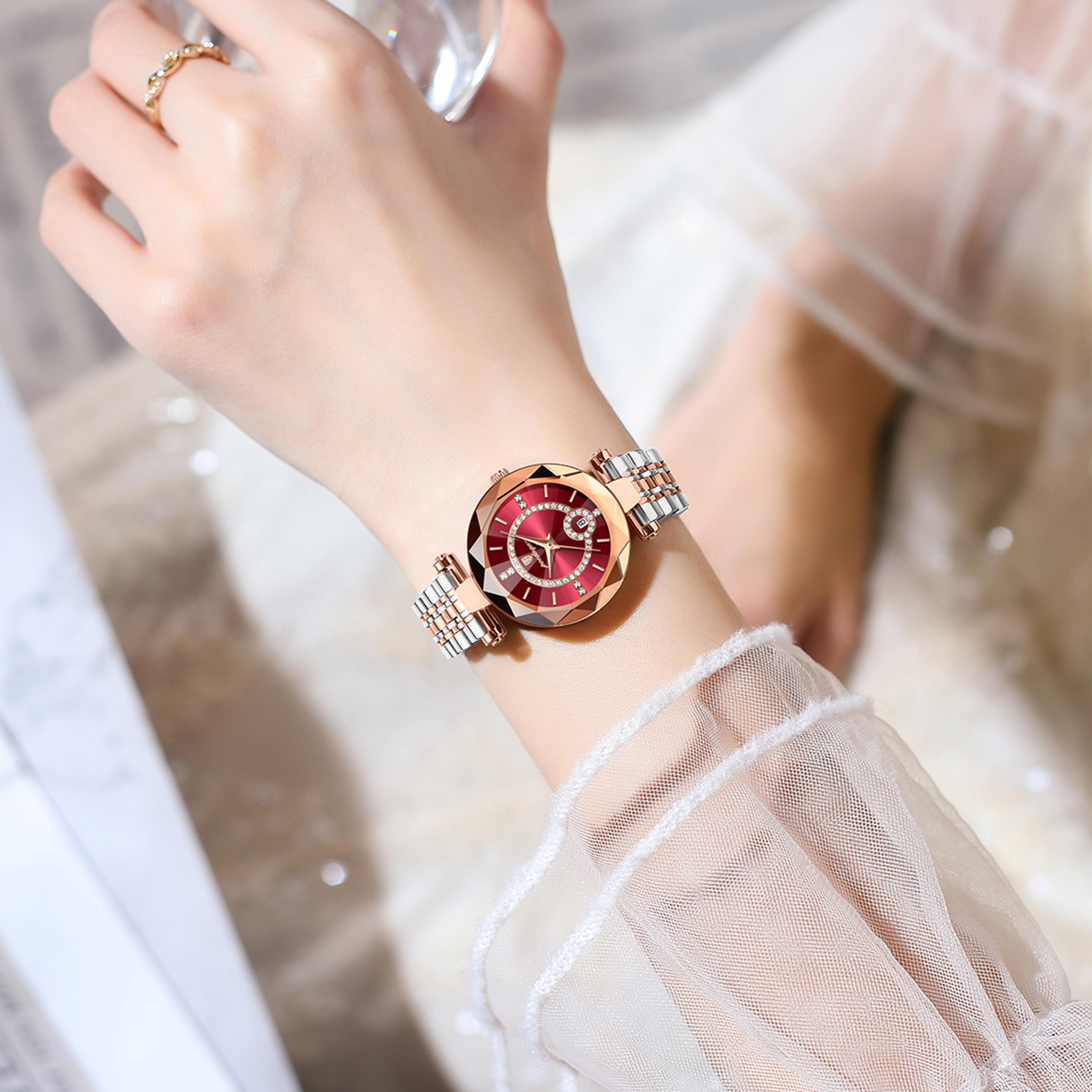 elegant women's quartz watch waterproof stainless steel date watch