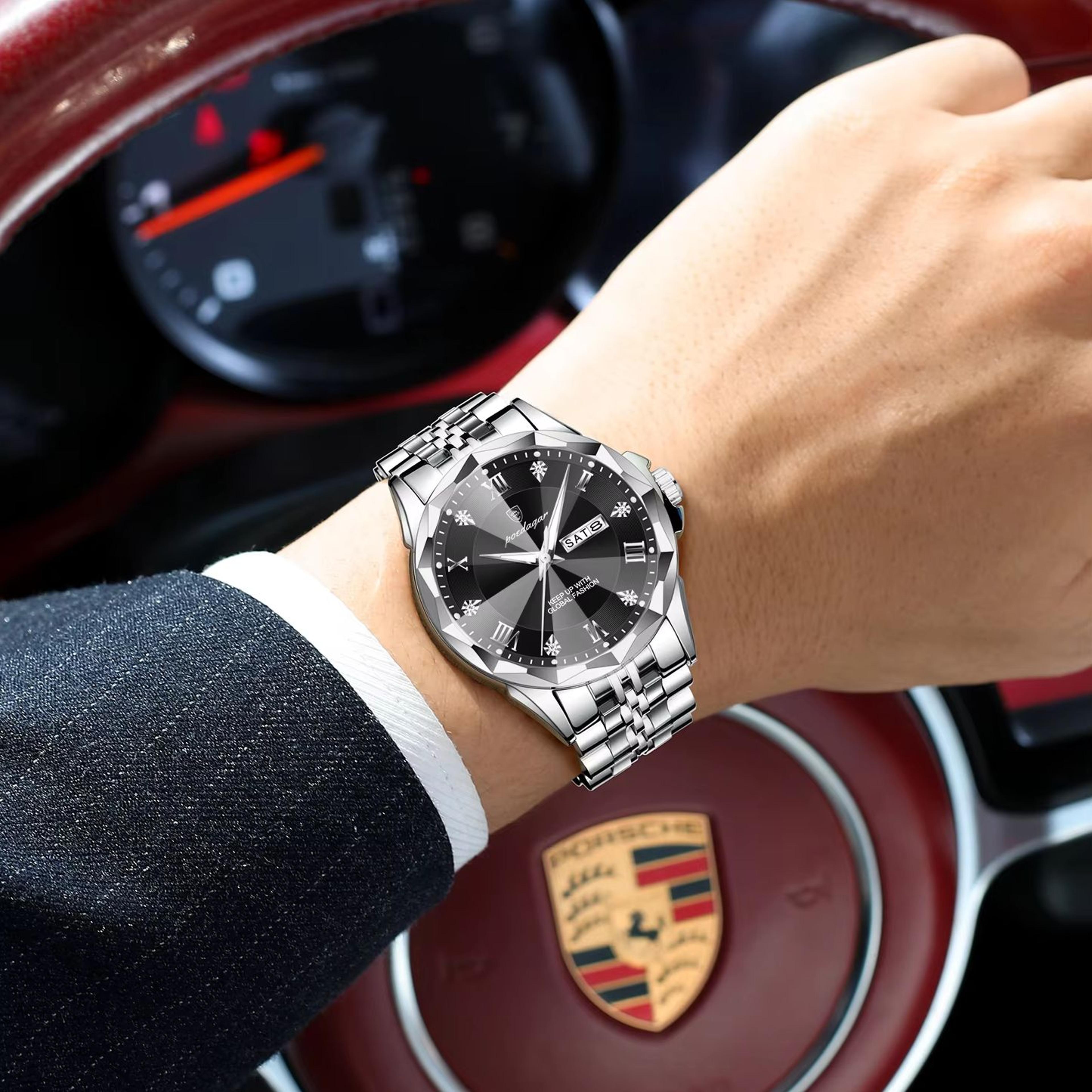 luxury mens quartz watch waterproof luminous stainless steel business watch