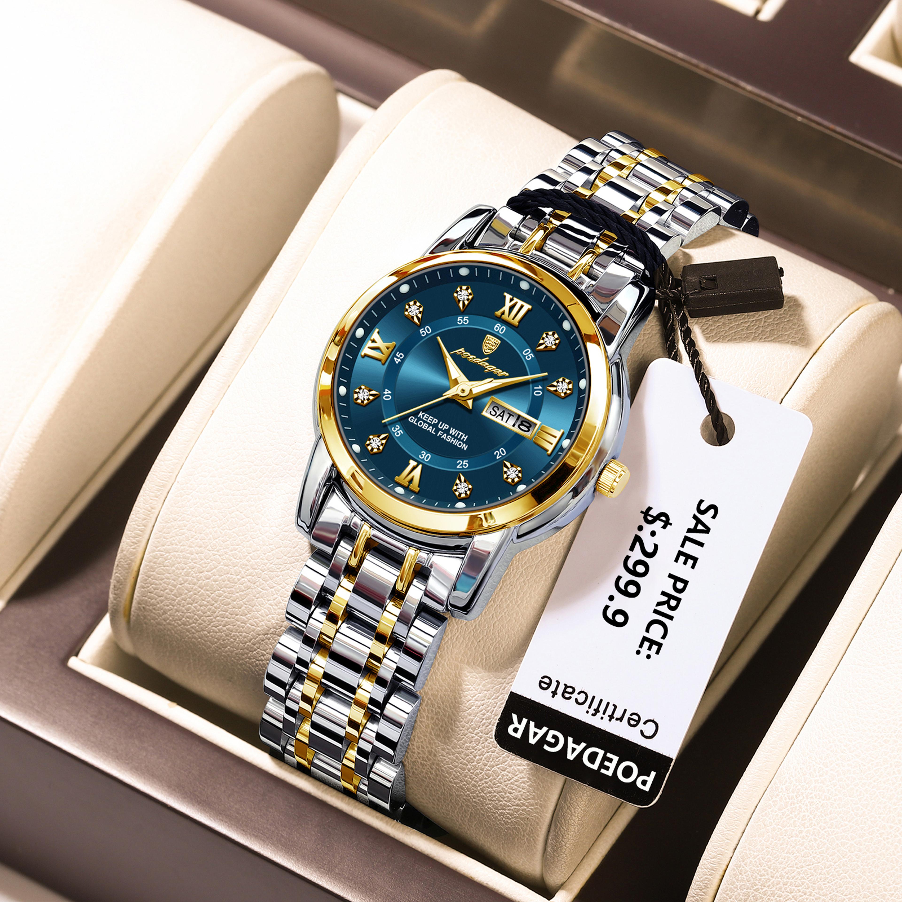 elegant womens quartz watch waterproof luminous stainless steel wristwatch