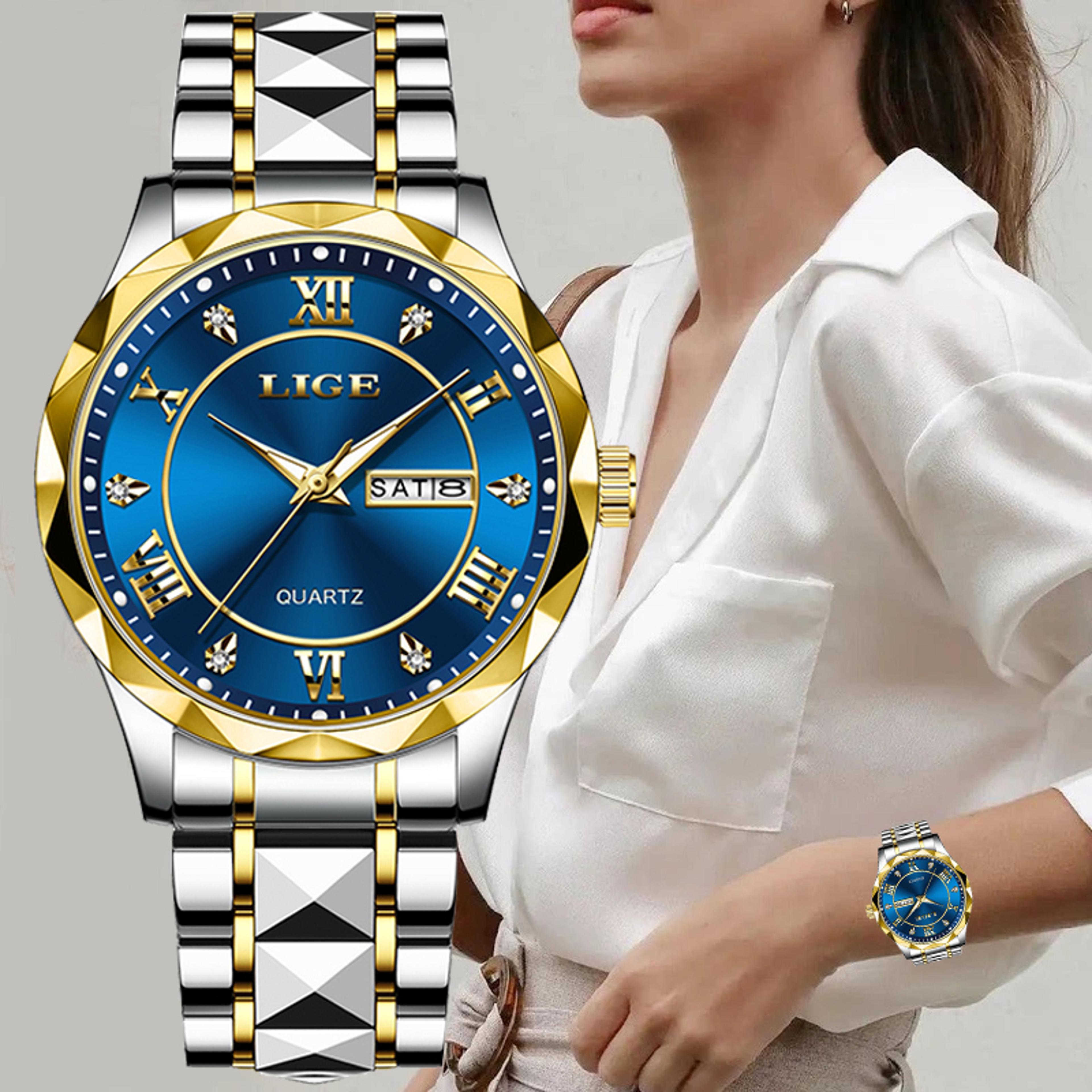 gold women's watch waterproof stainless steel quartz bracelet watch