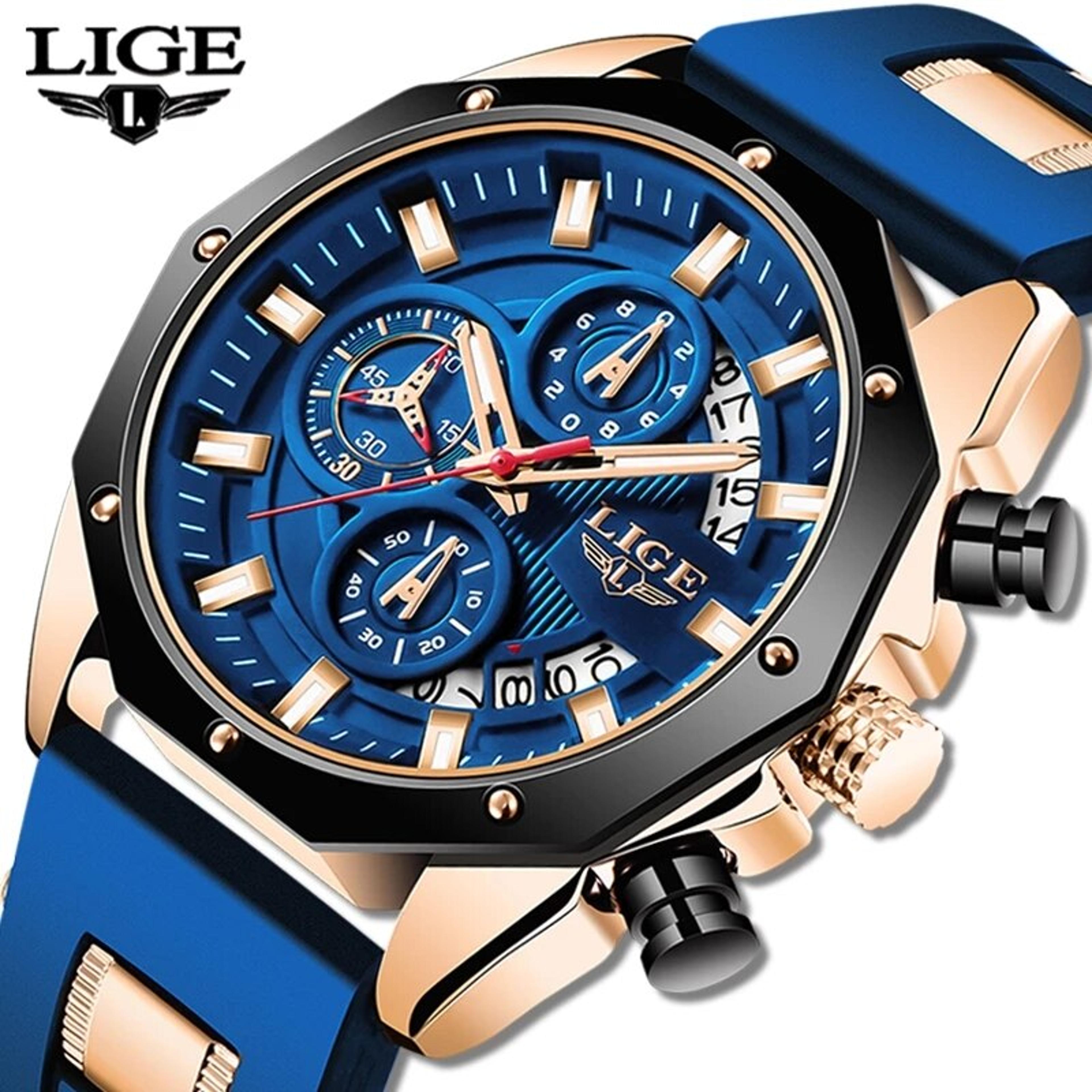 mens chronograph watch waterproof quartz sports watch silicone strap