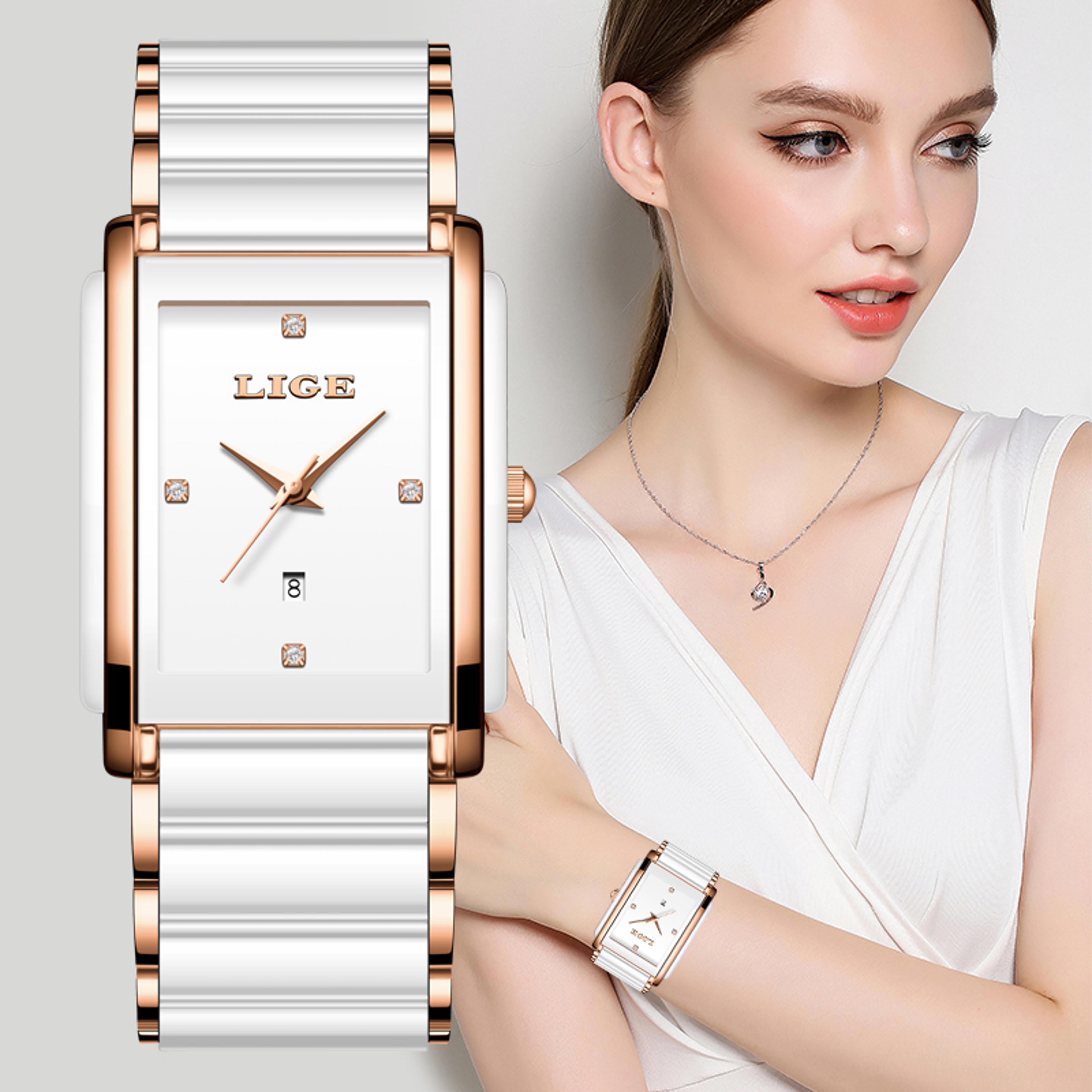 elegant square women quartz watch waterproof stainless steel bracelet