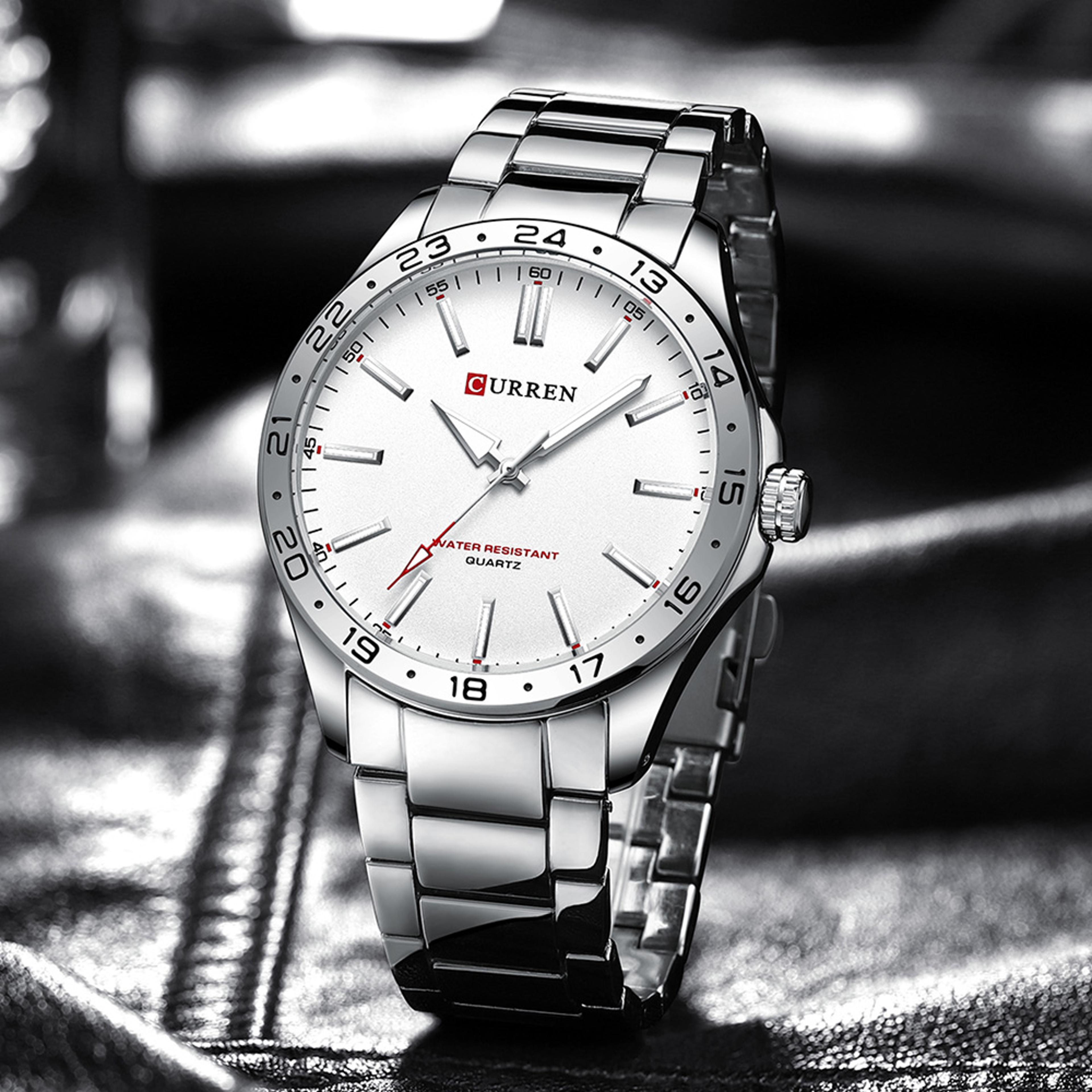 mens stainless steel quartz watch for business and casual wear