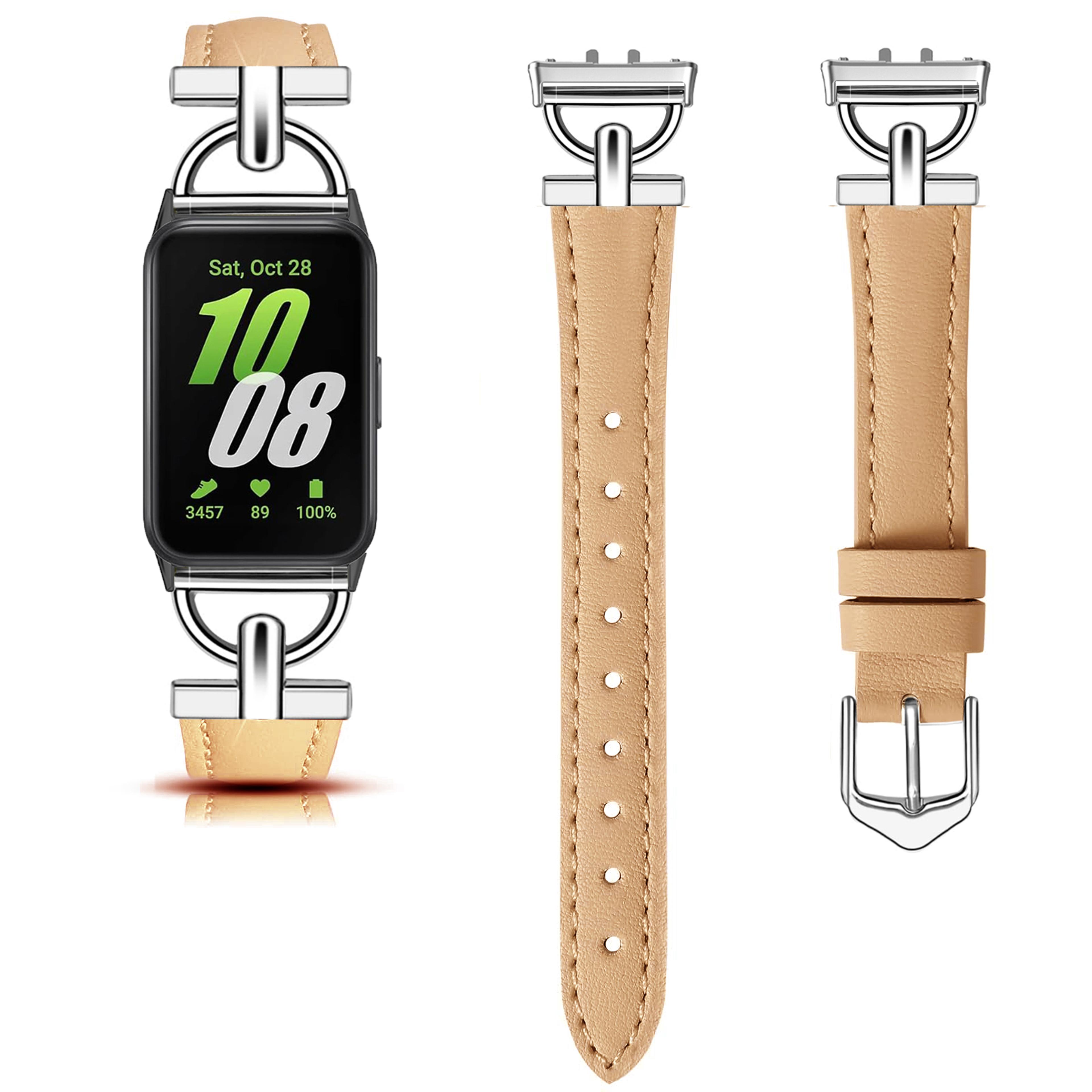 premium samsung galaxy fit leather strap metal d shape replacement watch band